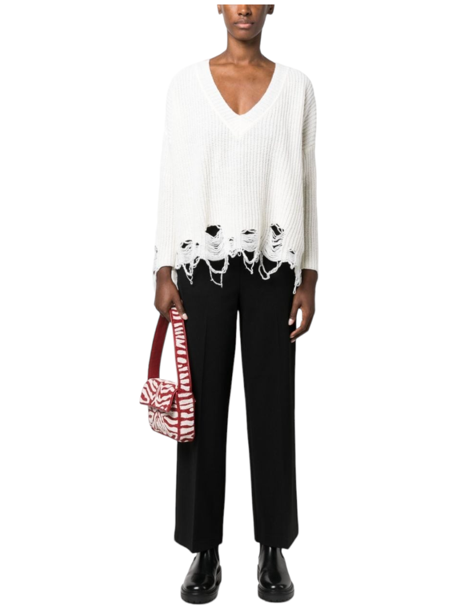 Pullover con strappi ostrica-Pinko-Maglieria-Vittorio Citro Boutique