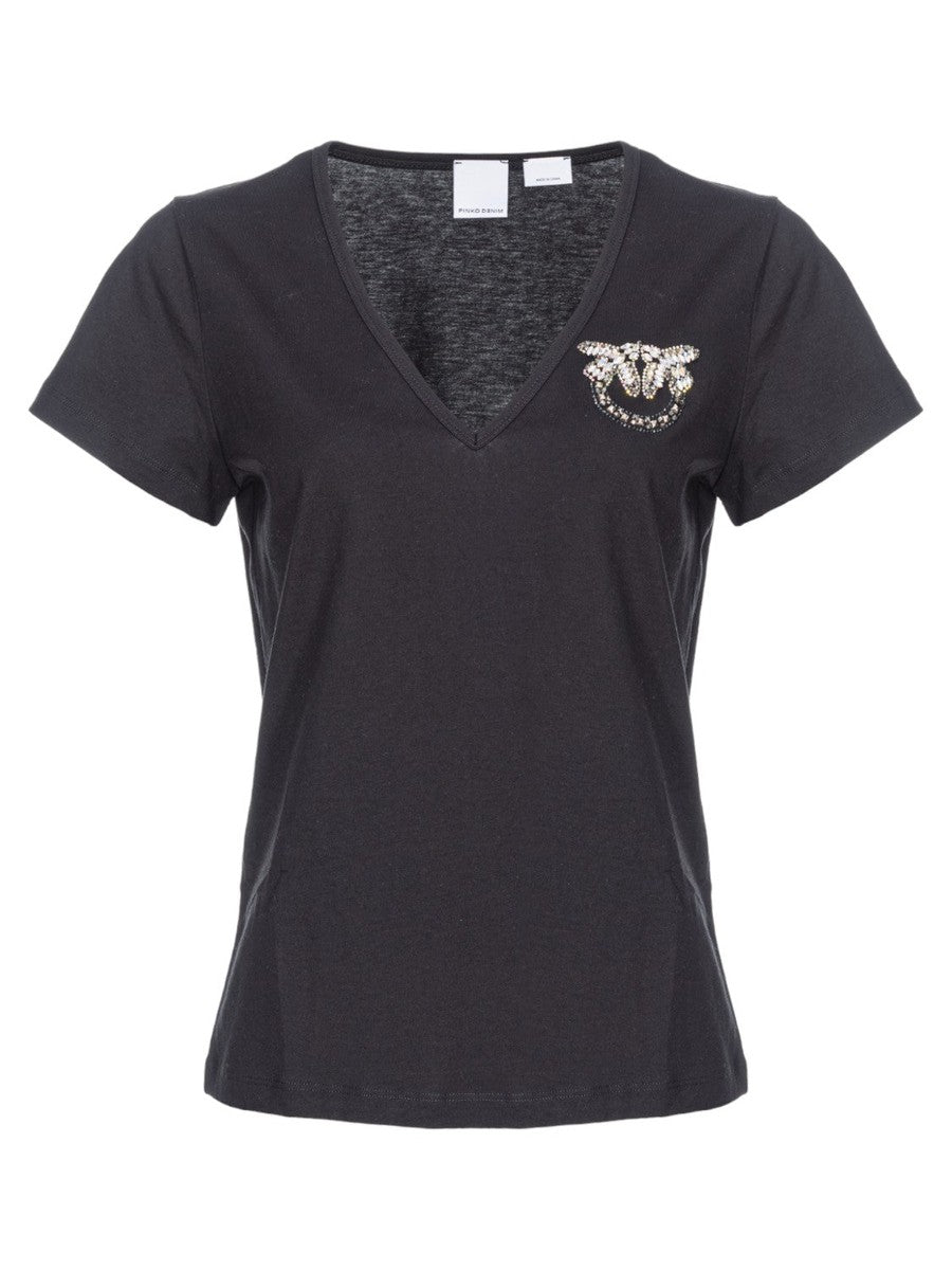 T-shirt Turbato scollo a V-Pinko-T-shirt-Vittorio Citro Boutique