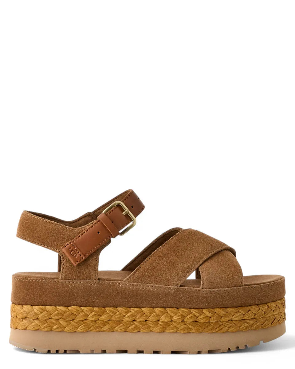 Sandali con Plateau in Camoscio e Rafia Aubrey Ankle Strap-Ugg-Sandali-Vittorio Citro Boutique