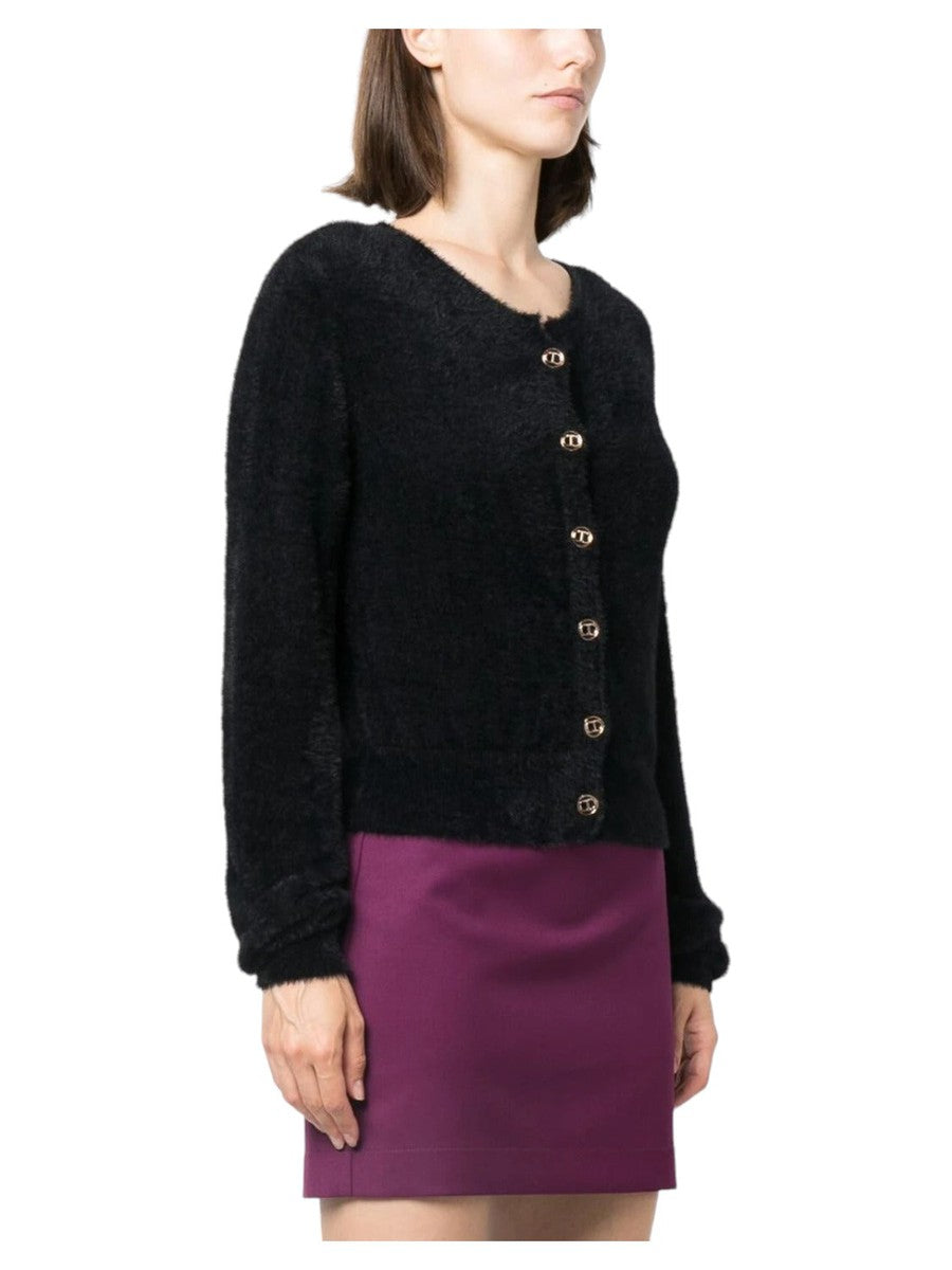 Cardigan girocollo in felpa-Twinset-Maglieria-Vittorio Citro Boutique