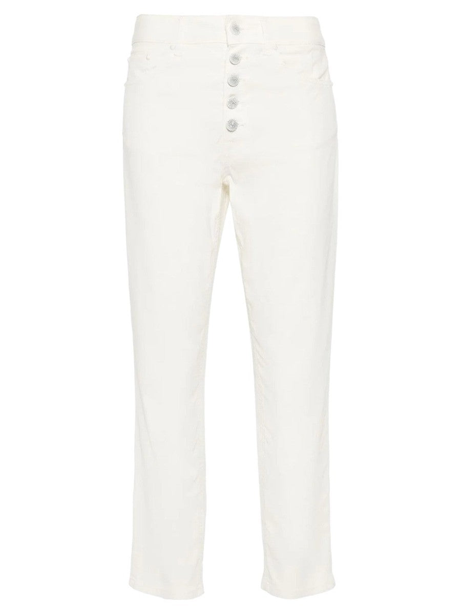 Pantaloni Crop Dritti Koons con Bottoni Cristallo-Dondup-Pantaloni-Vittorio Citro Boutique
