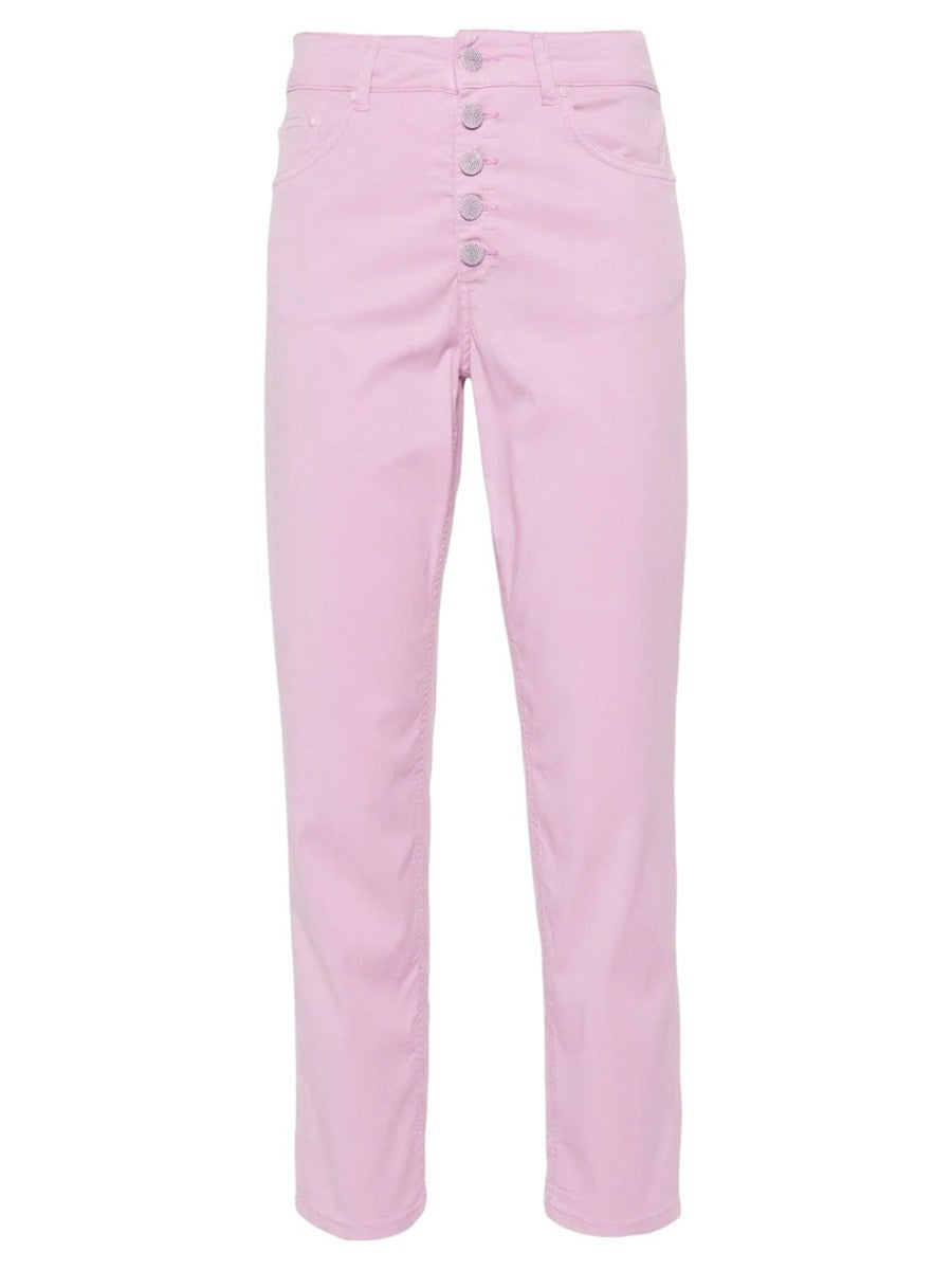 Pantaloni Crop Dritti Koons con Bottoni Cristallo-Dondup-Pantaloni-Vittorio Citro Boutique