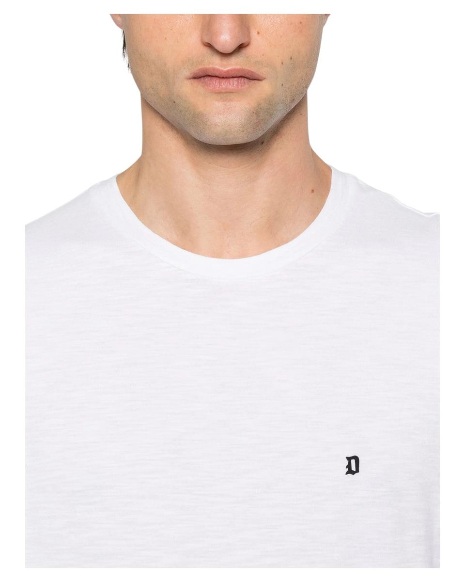 T-shirt Regular in Jersey Fiammato con Logo D-T-shirt-Dondup-Vittorio Citro Boutique