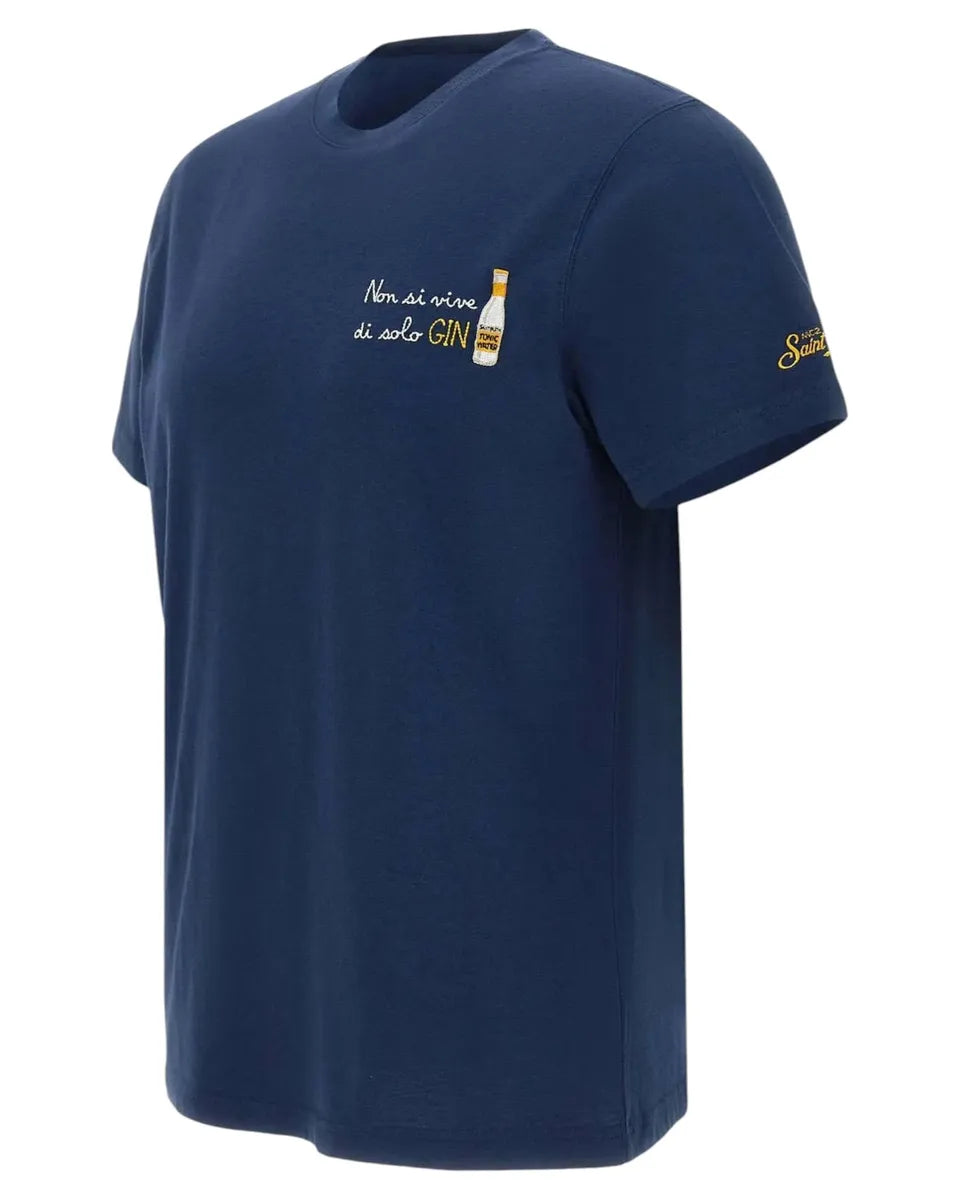 T-shirt uomo Portofino navy "Non solo Gin" con logo ricamato-Mc2 Saint Barth-T-shirt-Vittorio Citro Boutique