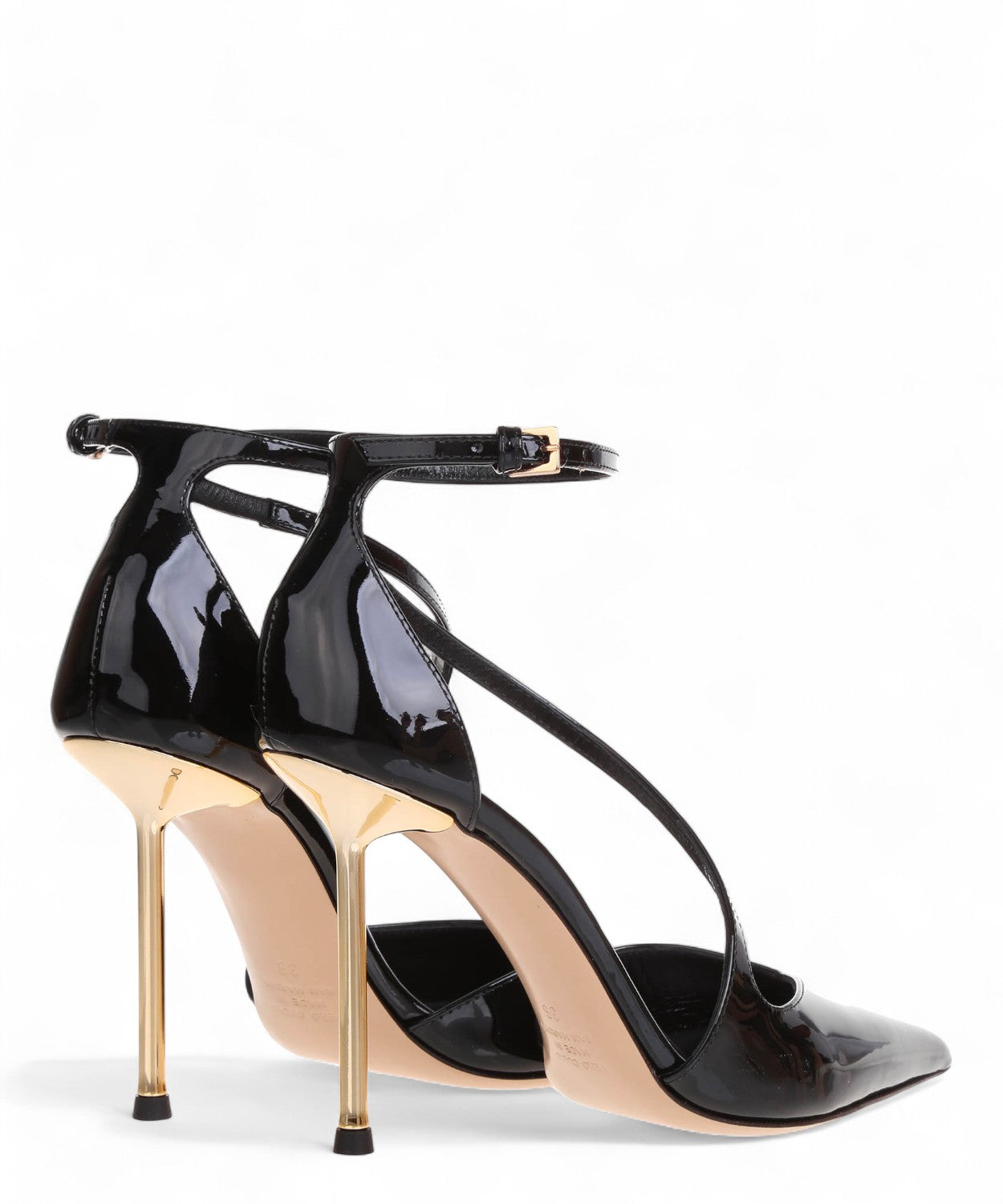 Ninalilou Helen Décolleté in Vernice con Cinturino e Tacco Dorato-NINALILOU-Décolleté-Vittorio Citro Boutique