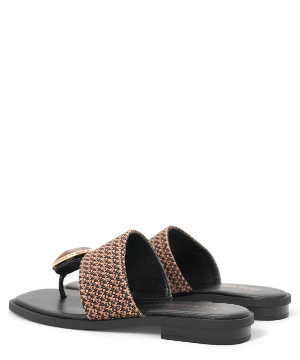 Sandali Infradito Bassi in Pelle con Applicazione Rotonda Effetto Legno-NOA HARMON-Sandali-Vittorio Citro Boutique