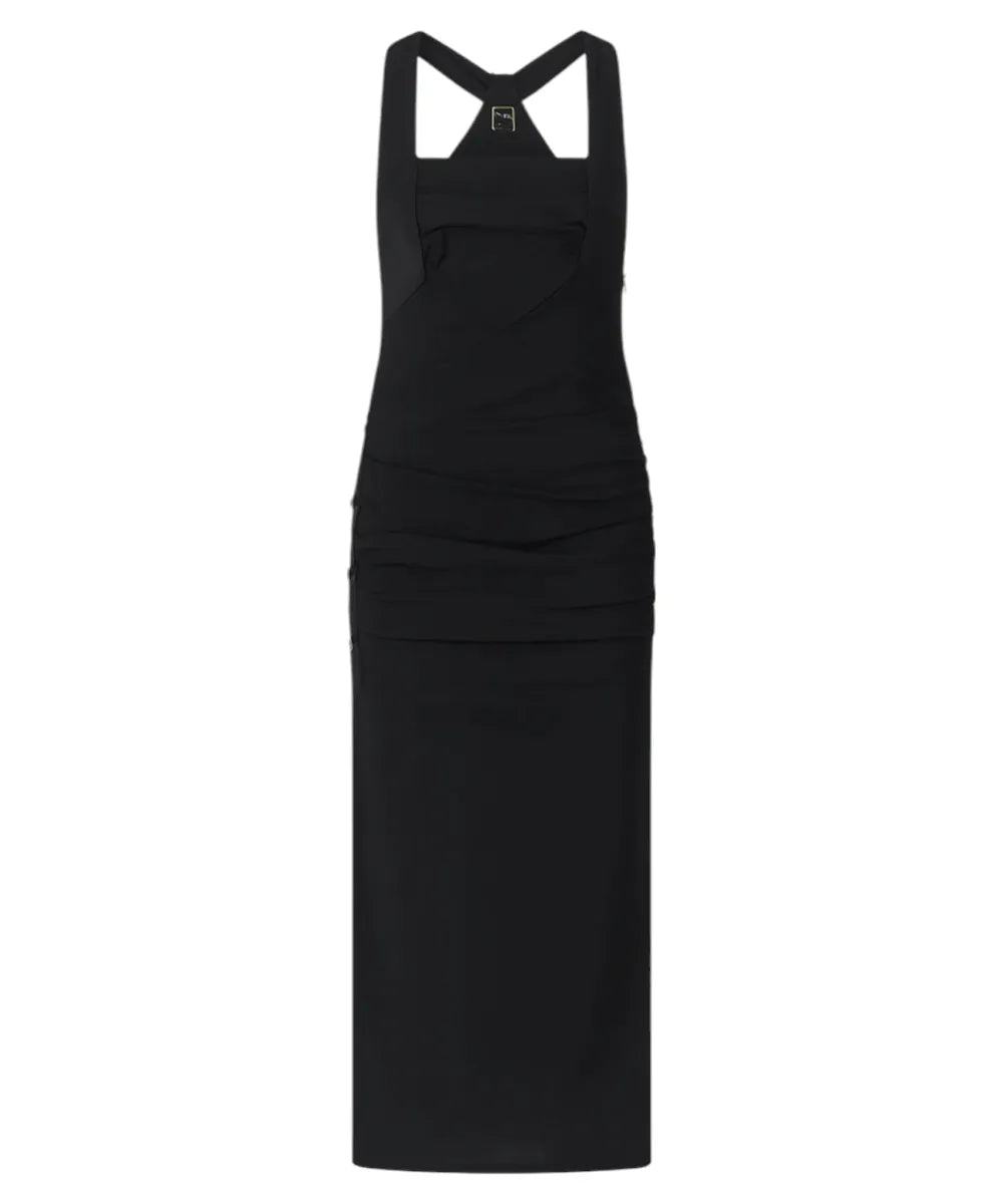 Vestito Midi a Canotta in Lino con Bottoni e Spacco-Abiti-Pinko-Vittorio Citro Boutique