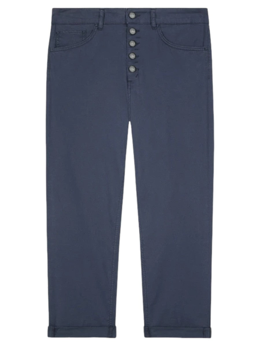 Pantaloni Crop Dritti Koons con Bottoni Cristallo-Pantaloni-Dondup-Vittorio Citro Boutique
