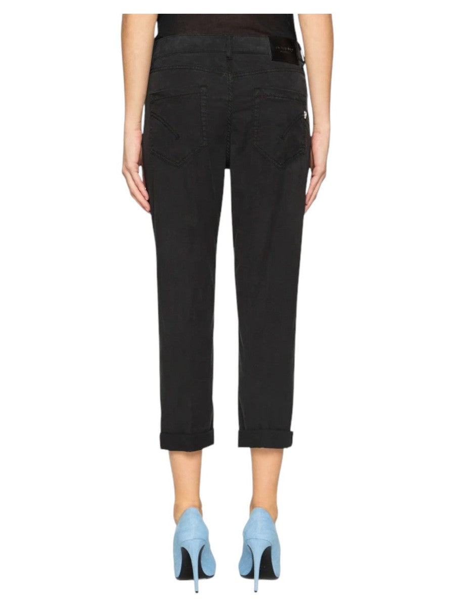 Pantaloni Crop Dritti Koons con Bottoni Cristallo-Pantaloni-Dondup-Vittorio Citro Boutique