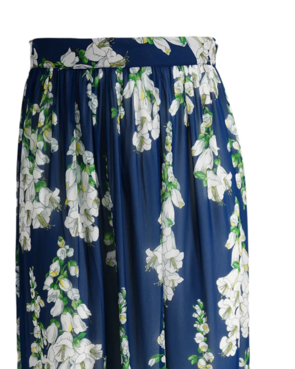 Gonna Lunga in Viscosa Blu Floreale-BLUGIRLFOLIES-Gonne-Vittorio Citro Boutique