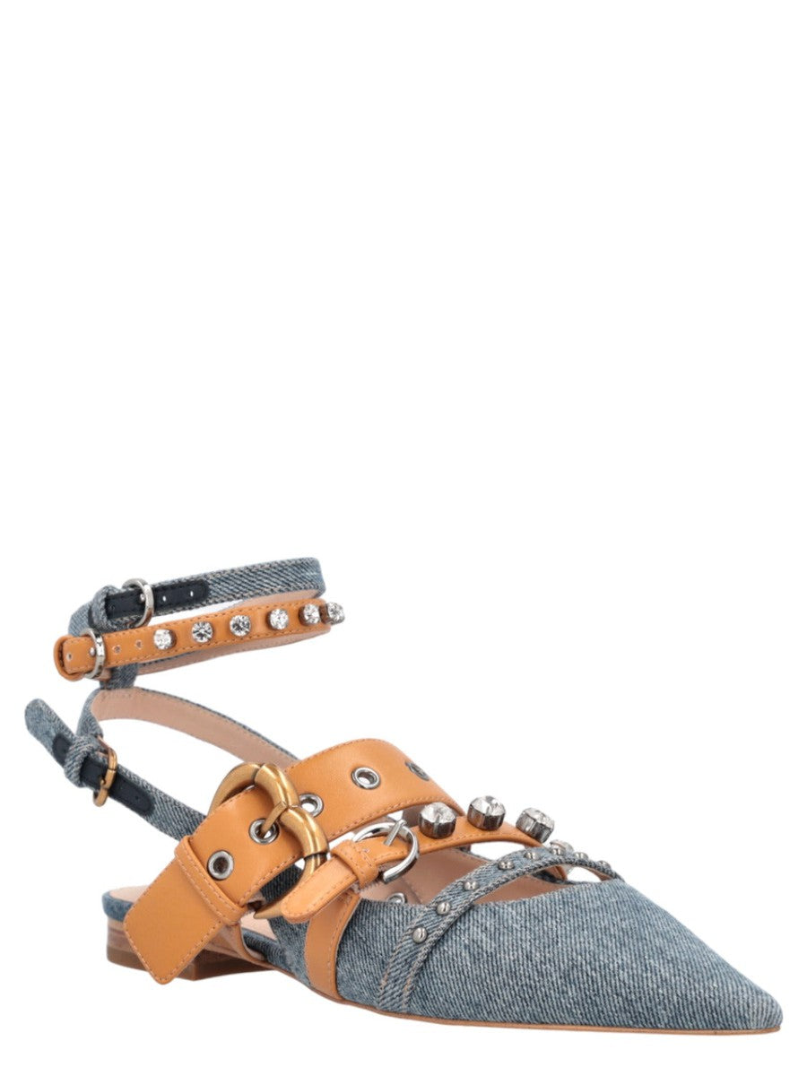 Slingback in denim a punta con strass-Pinko-Scarpe basse-Vittorio Citro Boutique