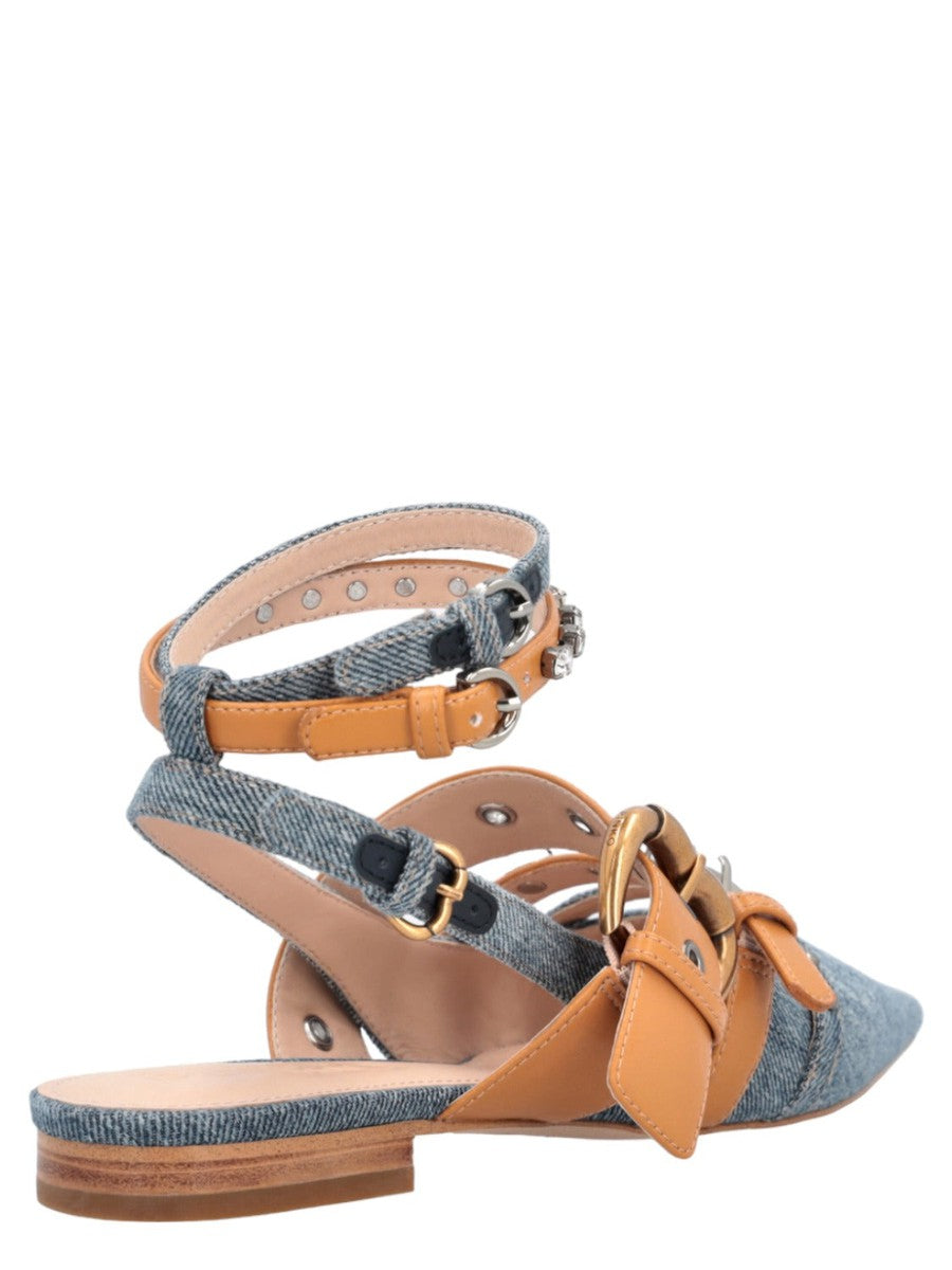 Slingback in denim a punta con strass-Pinko-Scarpe basse-Vittorio Citro Boutique