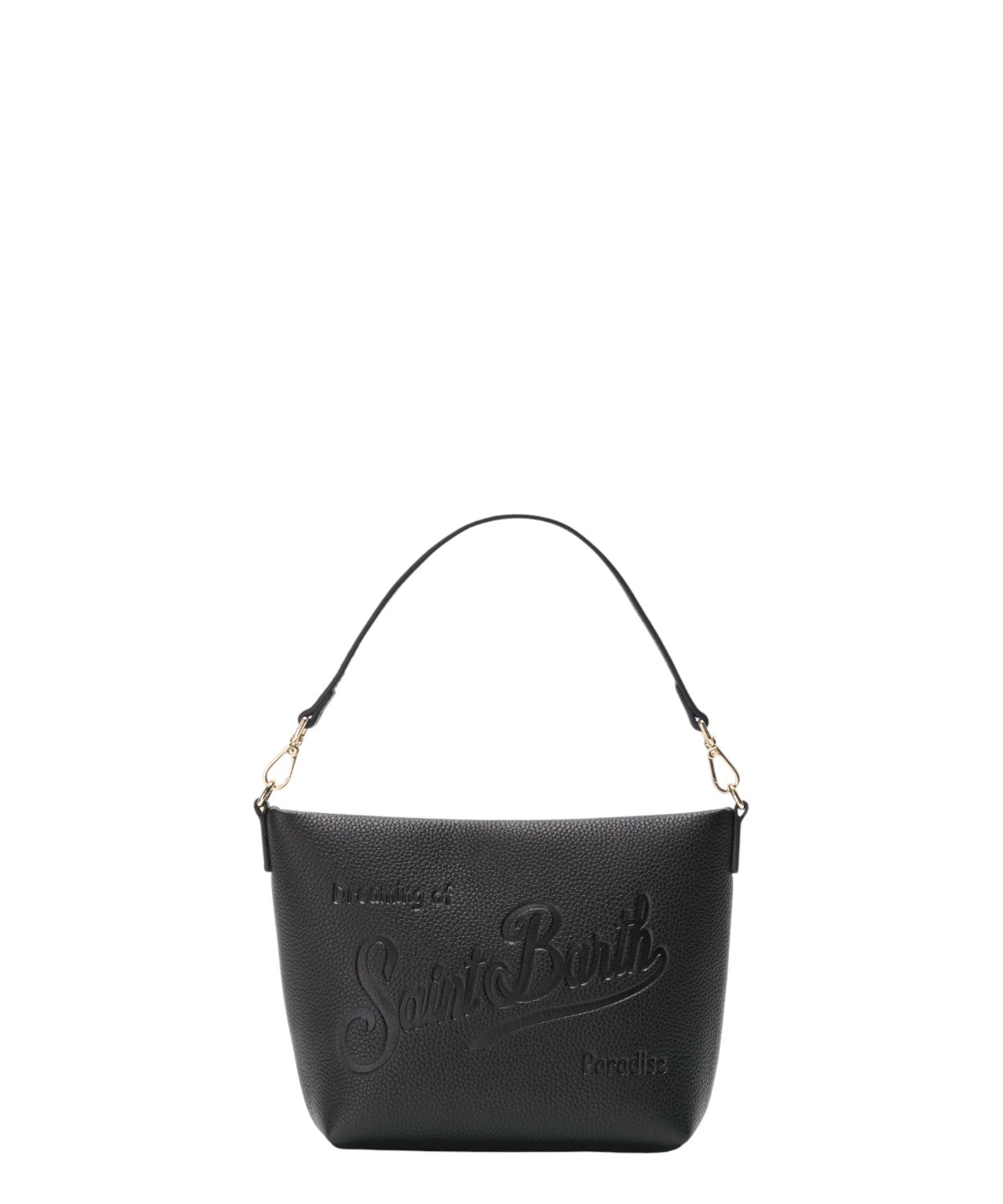 Aline Bag in pelle martellata nera – borsa a spalla con doppia tracolla-Mc2 Saint Barth-Borse a spalla-Vittorio Citro Boutique