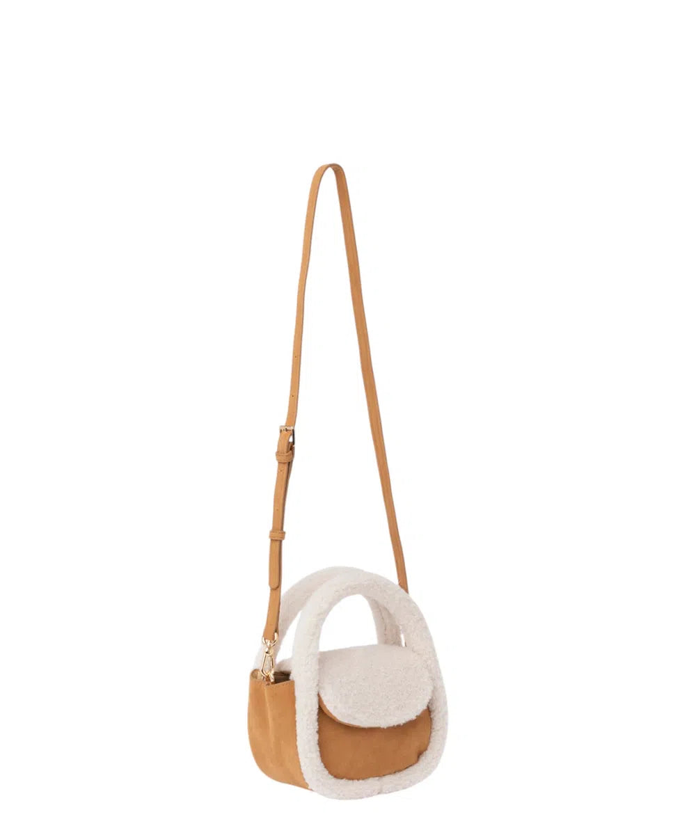 Borsa Crossbody Gilda in Effetto Mutton Camel con Dettagli Shearling-Mc2 Saint Barth-Borse a mano-Vittorio Citro Boutique