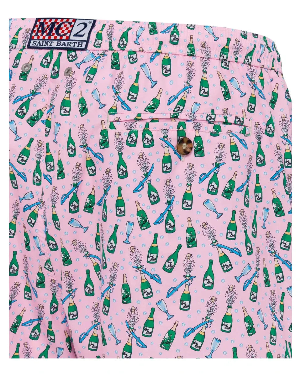 Costume Lighting Rosa con Stampa Bottiglie Sabrage-Mc2 Saint Barth-Costumi da bagno-Vittorio Citro Boutique
