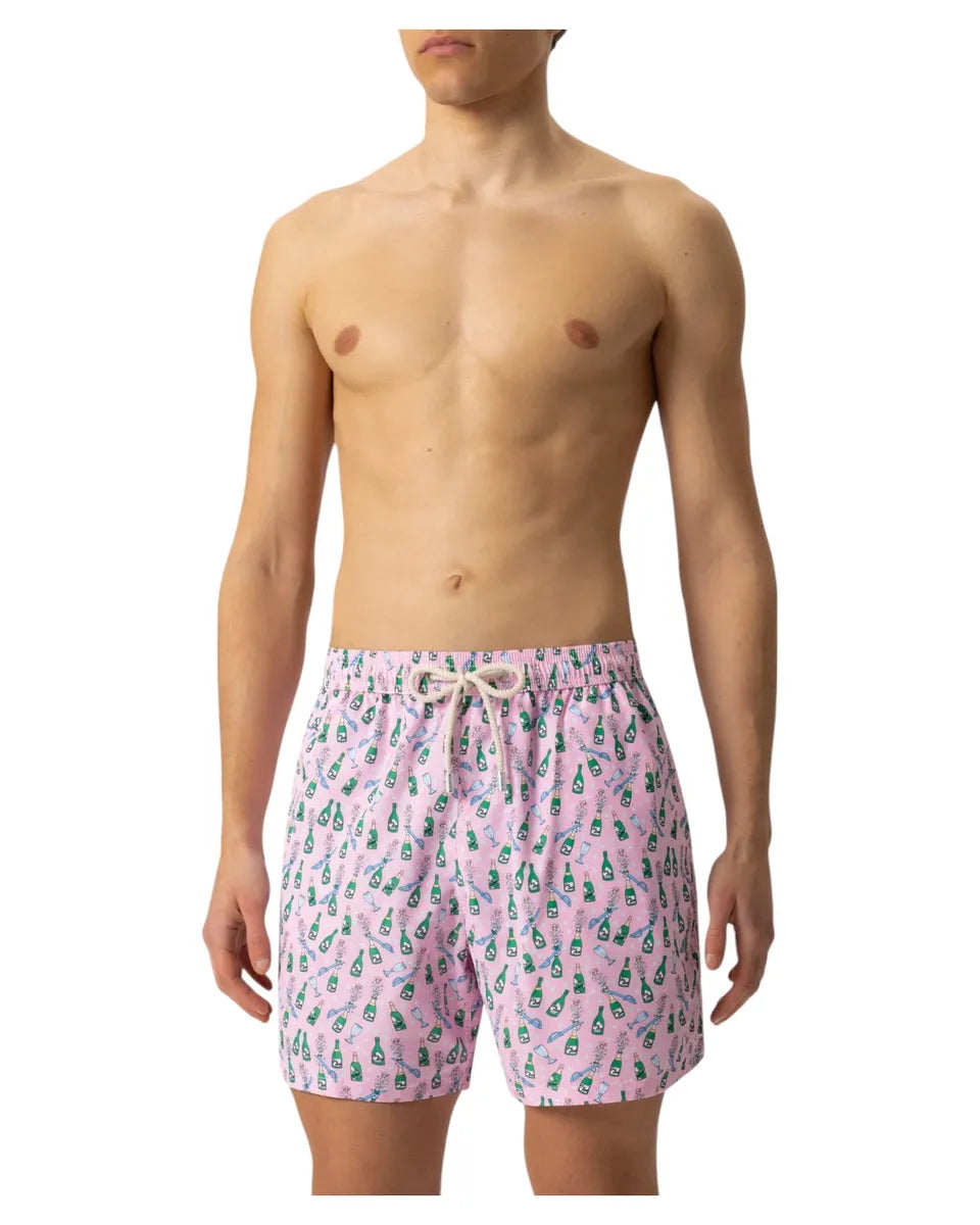 Costume Lighting Rosa con Stampa Bottiglie Sabrage-Mc2 Saint Barth-Costumi da bagno-Vittorio Citro Boutique