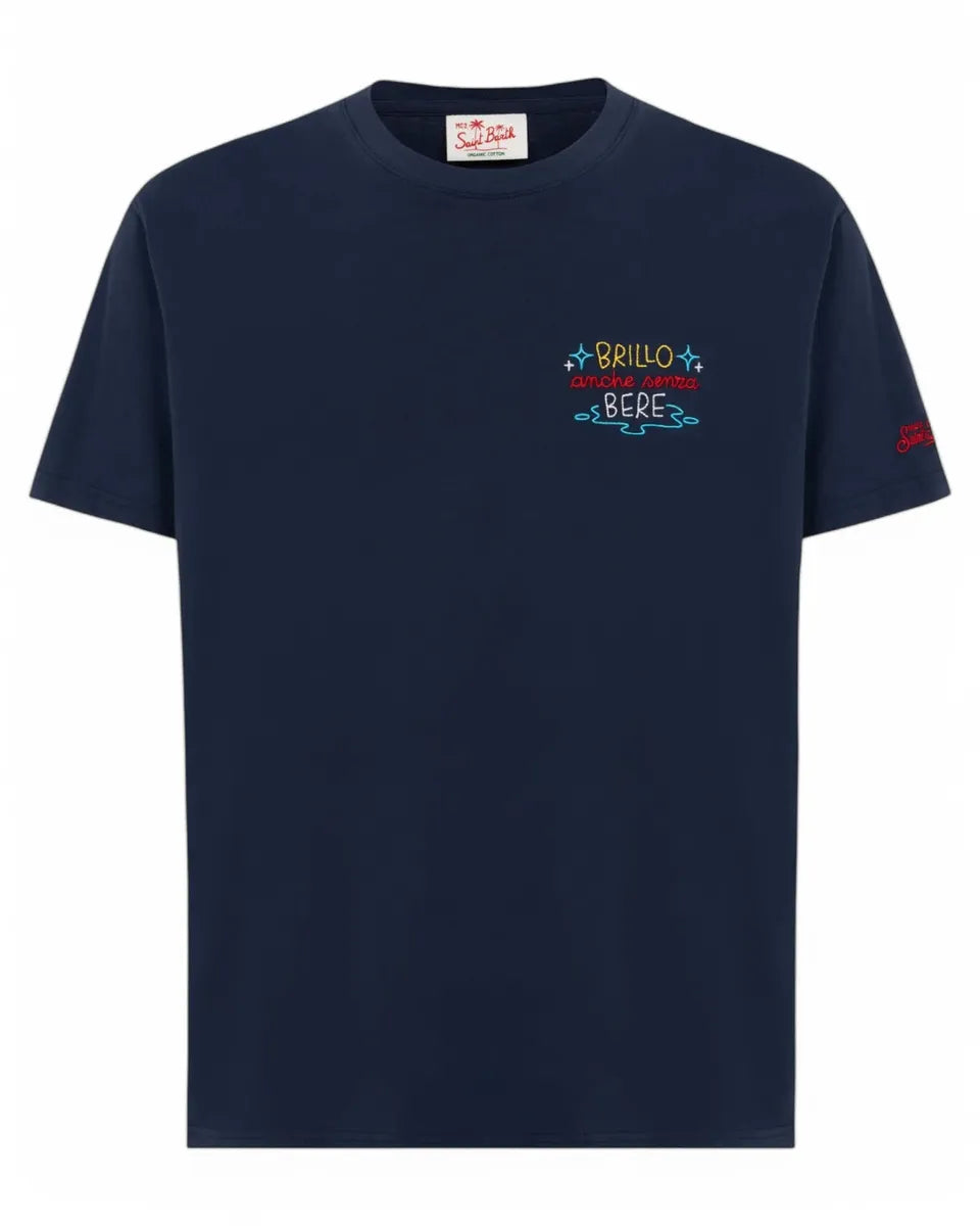 T-shirt Portofino con Ricamo “Brillo Senza Bere”-Mc2 Saint Barth-T-shirt-Vittorio Citro Boutique