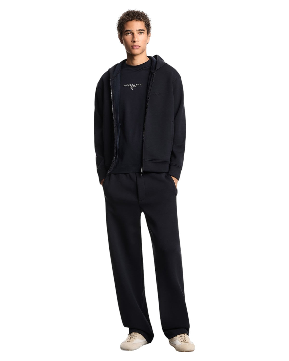 Felpa ASV con Zip e Cappuccio in Jersey-Emporio Armani-Felpe-Vittorio Citro Boutique