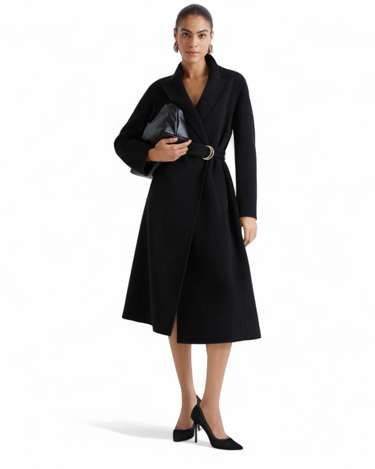 Cappotto dritto in misto lana con cintura-Vittoriocitro-Vittorio Citro Boutique