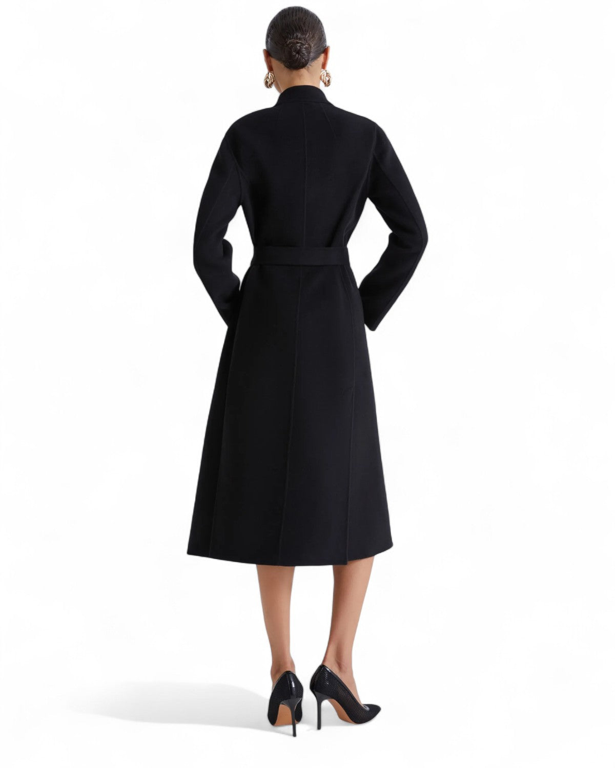 Cappotto dritto in misto lana con cintura-Vittoriocitro-Vittorio Citro Boutique