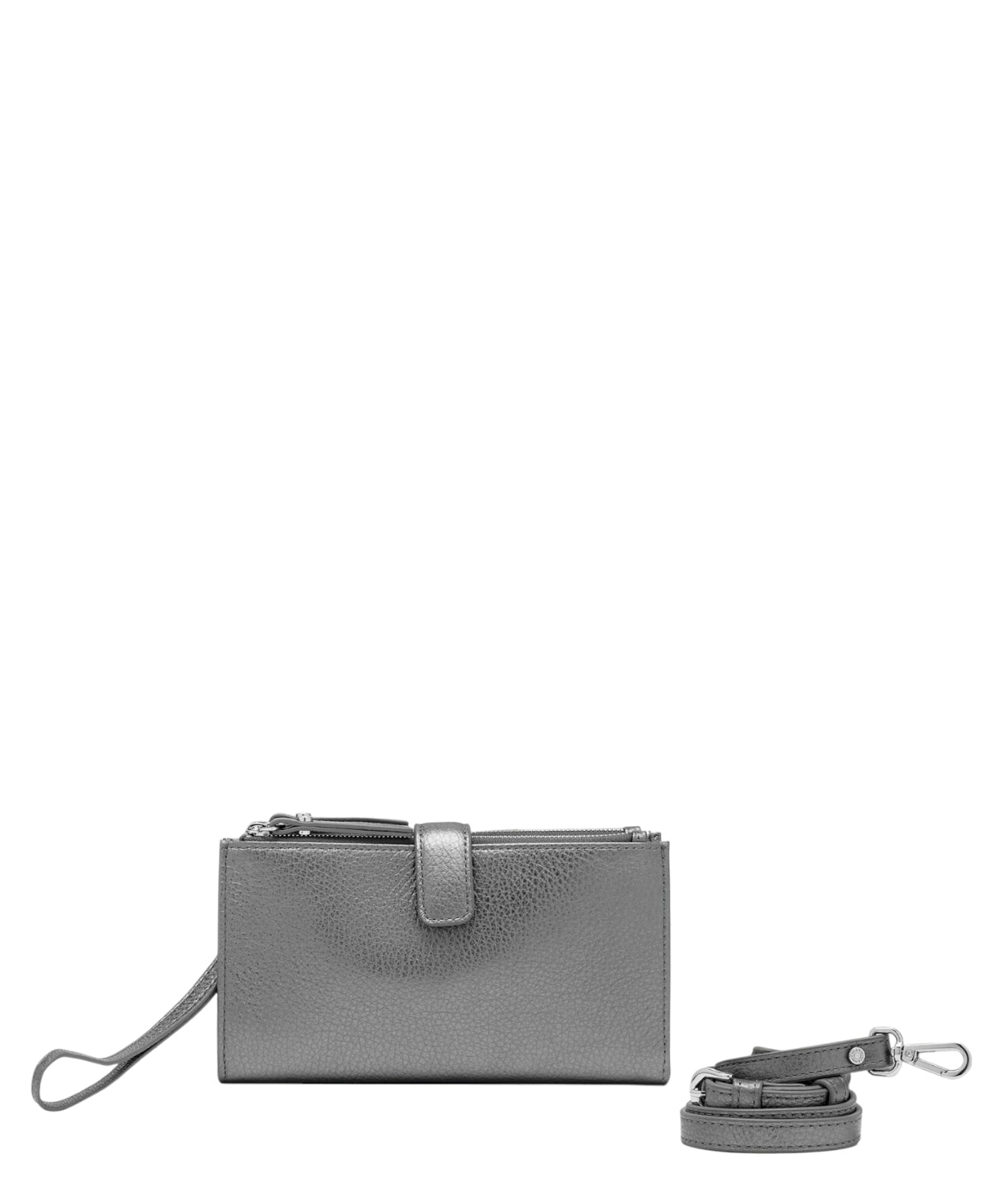 Portafoglio in pelle laminata con zip e tracolla-Gianni Chiarini-Portafogli-Vittorio Citro Boutique