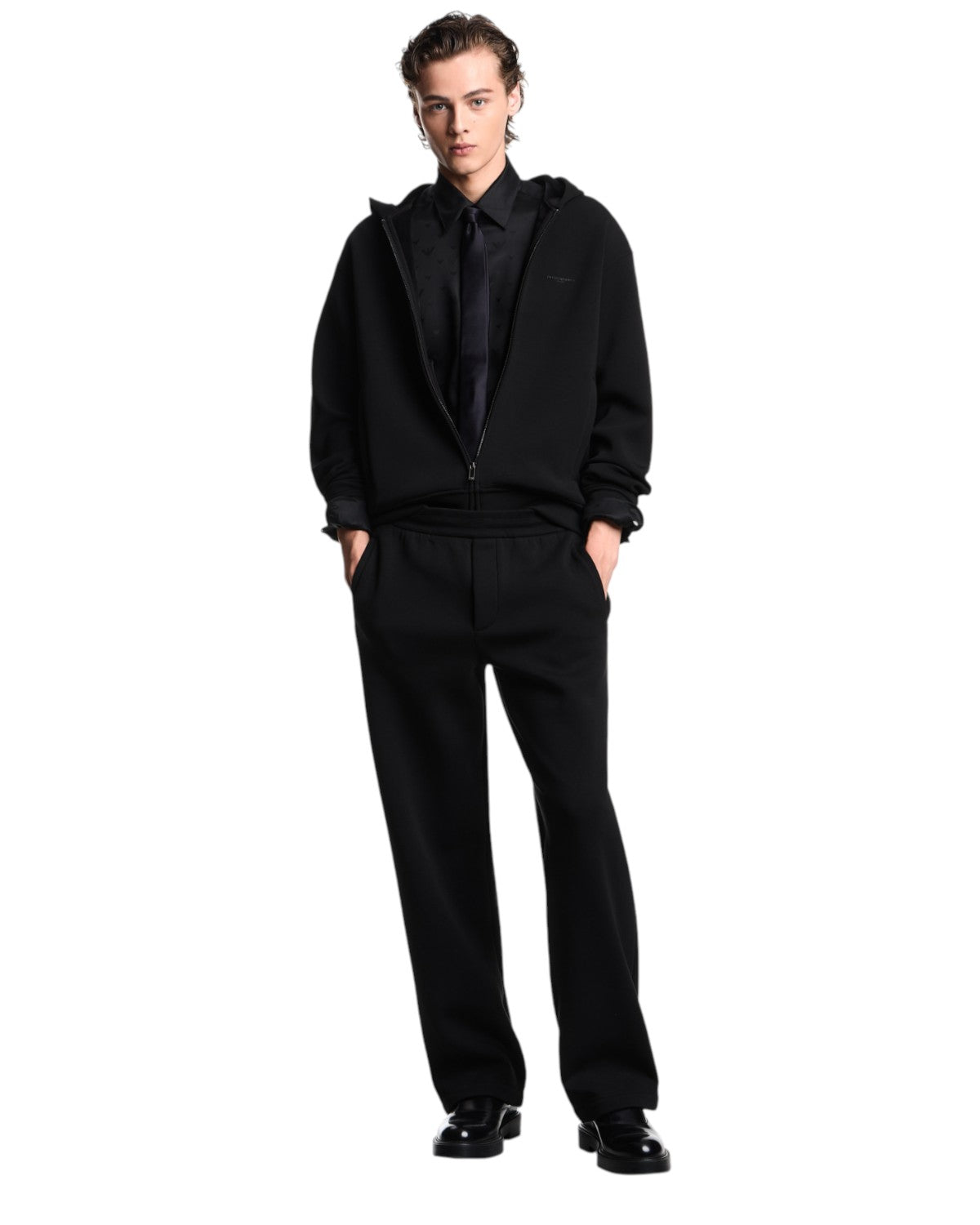Felpa con Zip e Cappuccio in Jersey-Emporio Armani-Felpe-Vittorio Citro Boutique