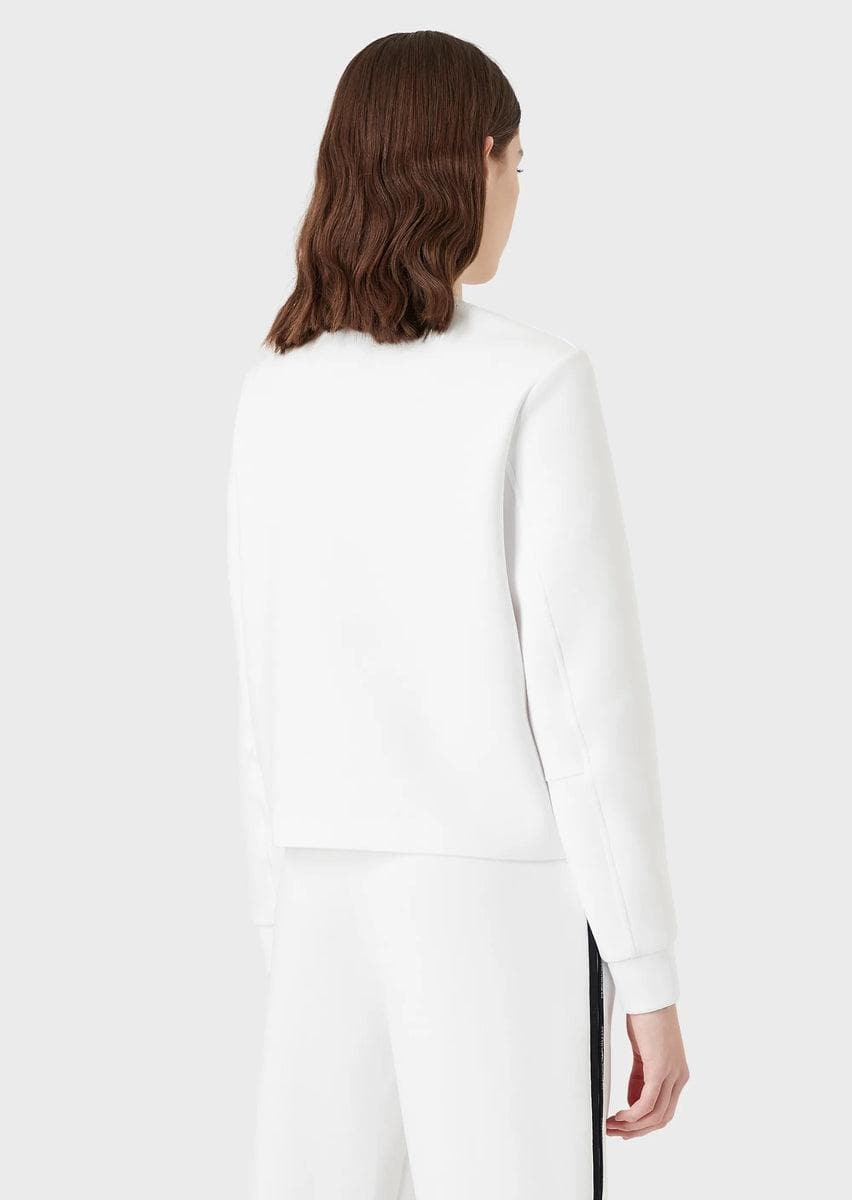 EMPORIO ARMANI - Felpa in double jersey con zip laterali e tape logato - Vittorio Citro Boutique