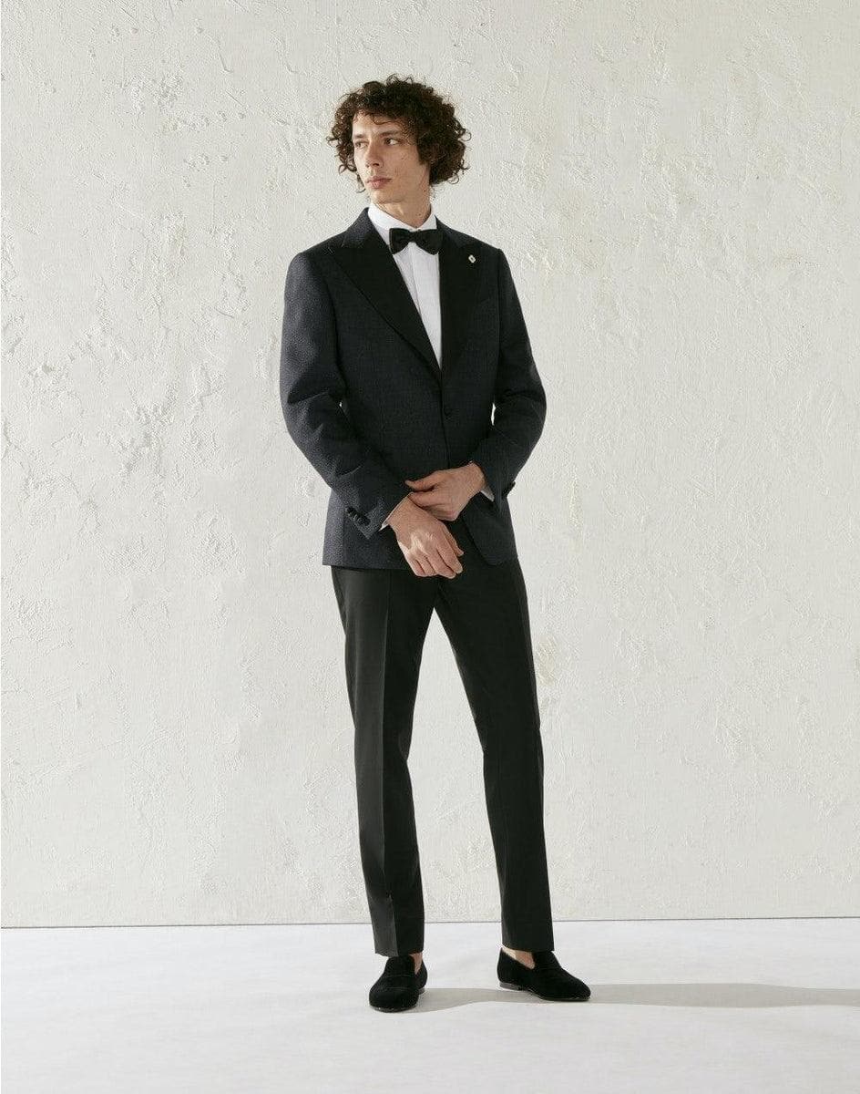 LARDINI - Giacca smoking blu con dettaglio in lurex - kosmo - Vittorio Citro Boutique