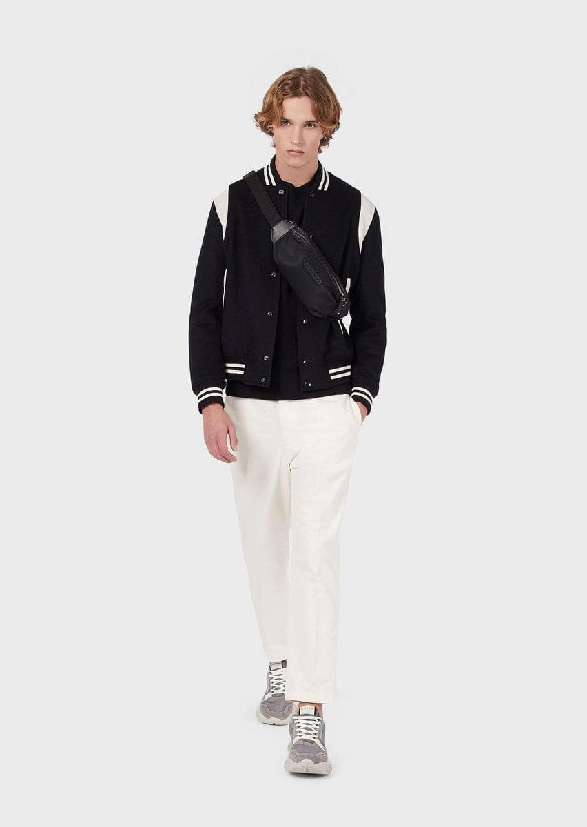 EMPORIO ARMANI - Maglione a trama diagonale con banda laterale - Vittorio Citro Boutique