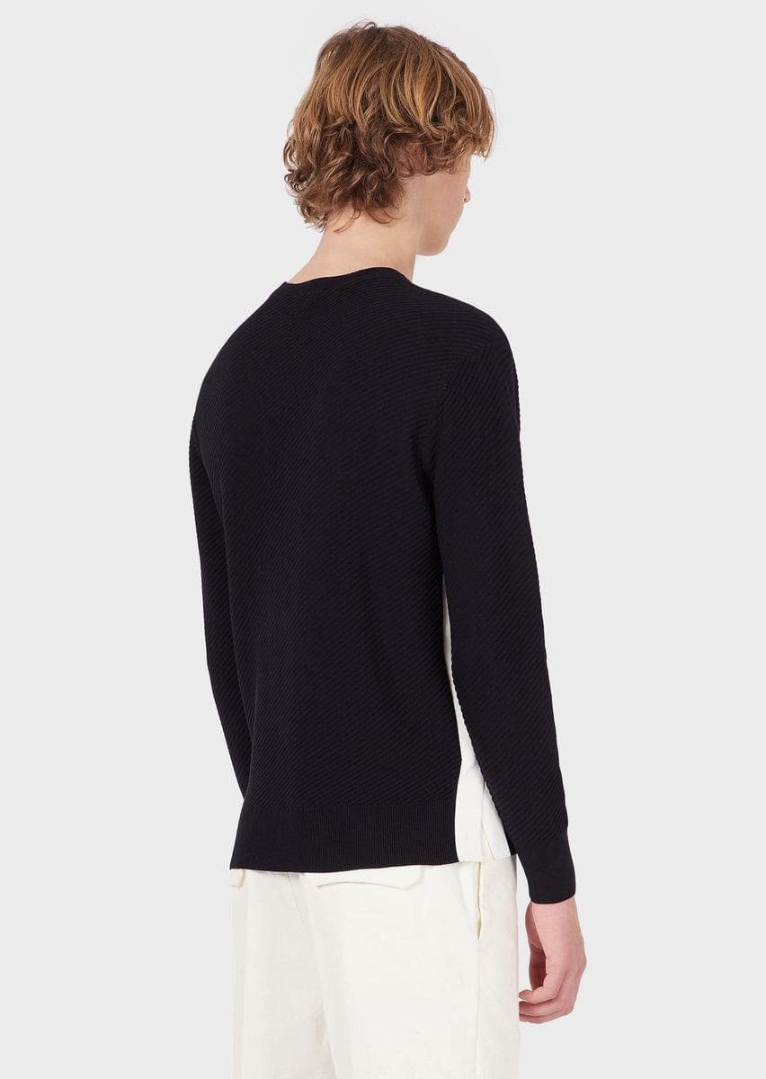 EMPORIO ARMANI - Maglione a trama diagonale con banda laterale - Vittorio Citro Boutique