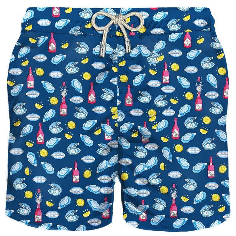 MC2 SAINT BARTH - Pantaloncini da bagno uomo in tessuto leggero con stampa ostrica e champagne - Vittorio Citro Boutique