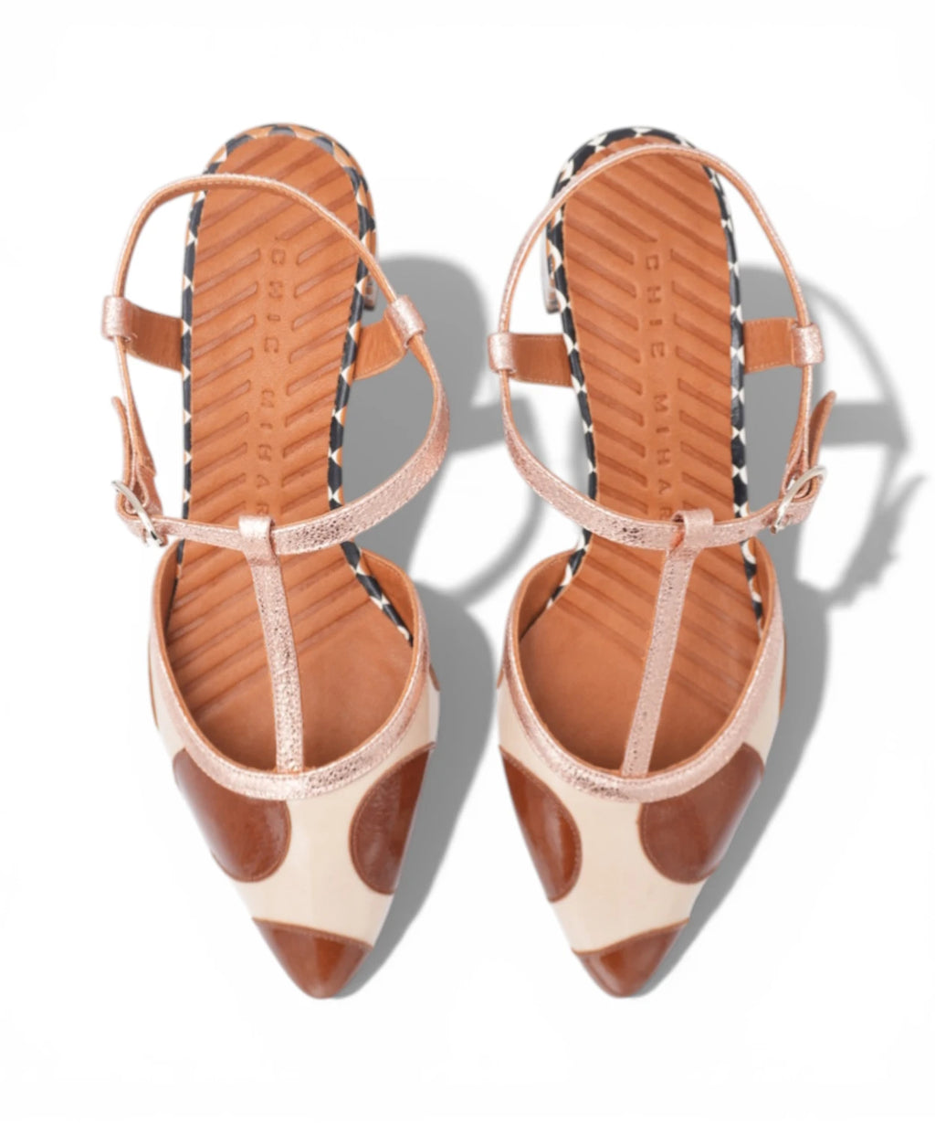 Women's Beige and Brown Low-Heel Sandals