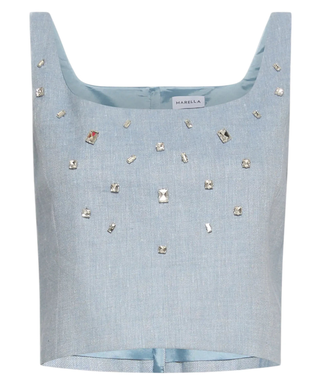 Marella Emma Linen and Viscose Top with Crystals