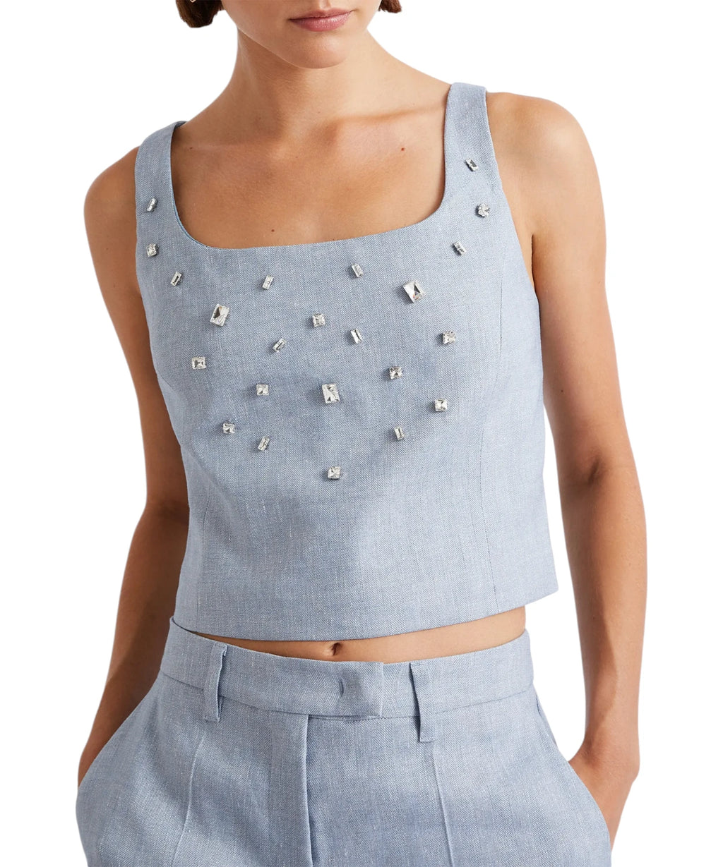 Marella Emma Linen and Viscose Top with Crystals