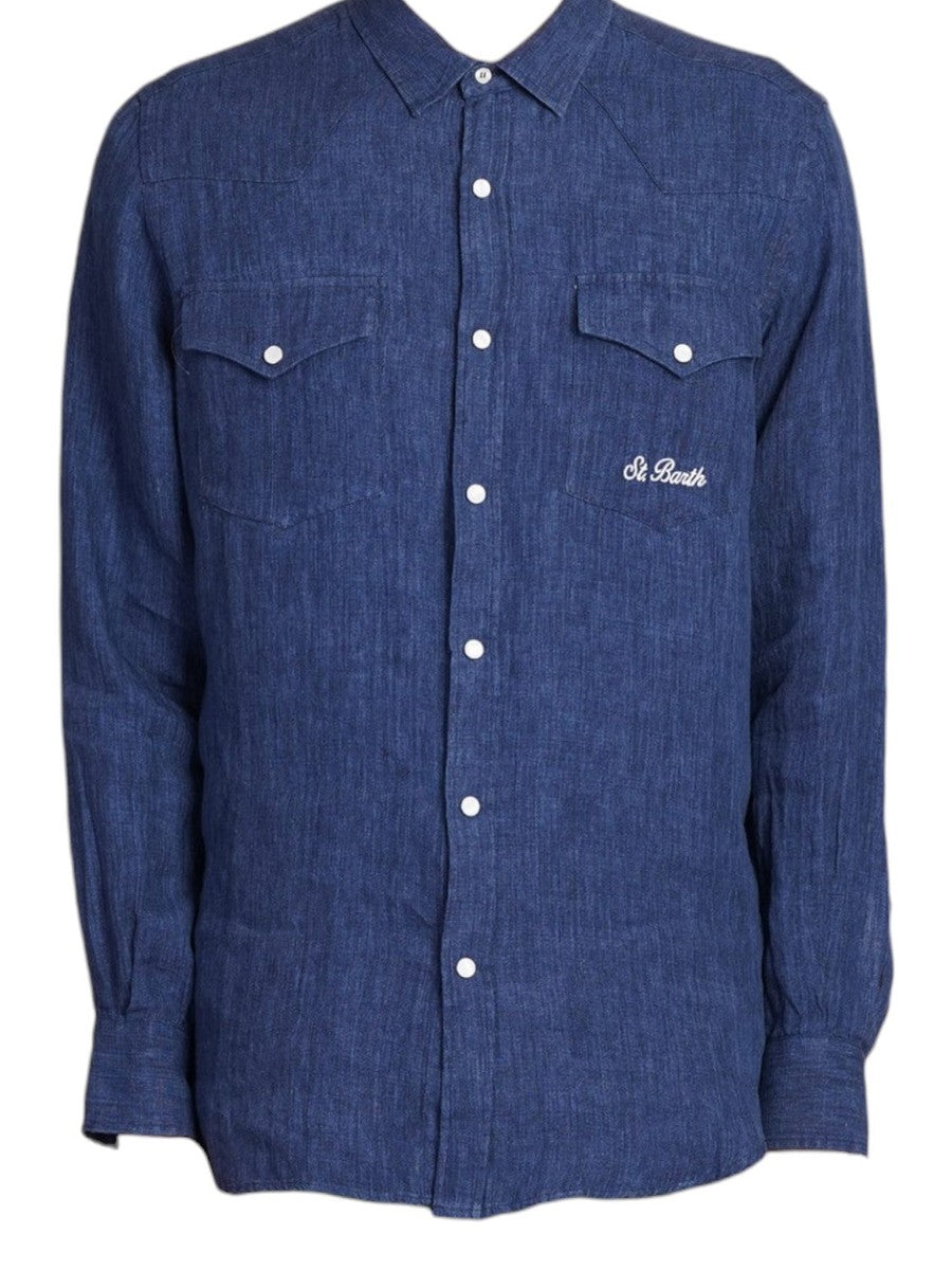 Camicia Greg in Cotone Blu-Mc2 Saint Barth-Camicie-Vittorio Citro Boutique