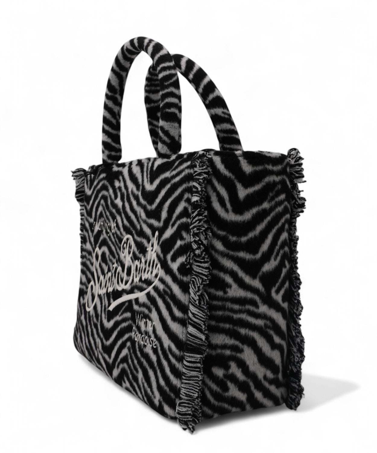 Colette Felt zebrata – borsa a mano in misto lana con tracolla