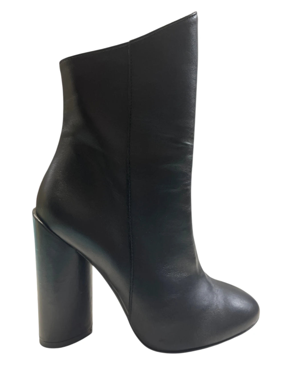 Marc Ellis Women's Black Leather Boot with Side Zip and Block Heel
