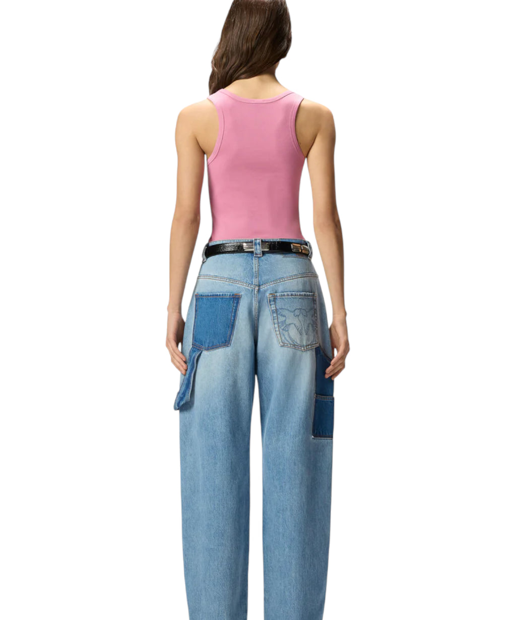 PINKO Calculator Stretch Cotton Vest with Love Birds Logo