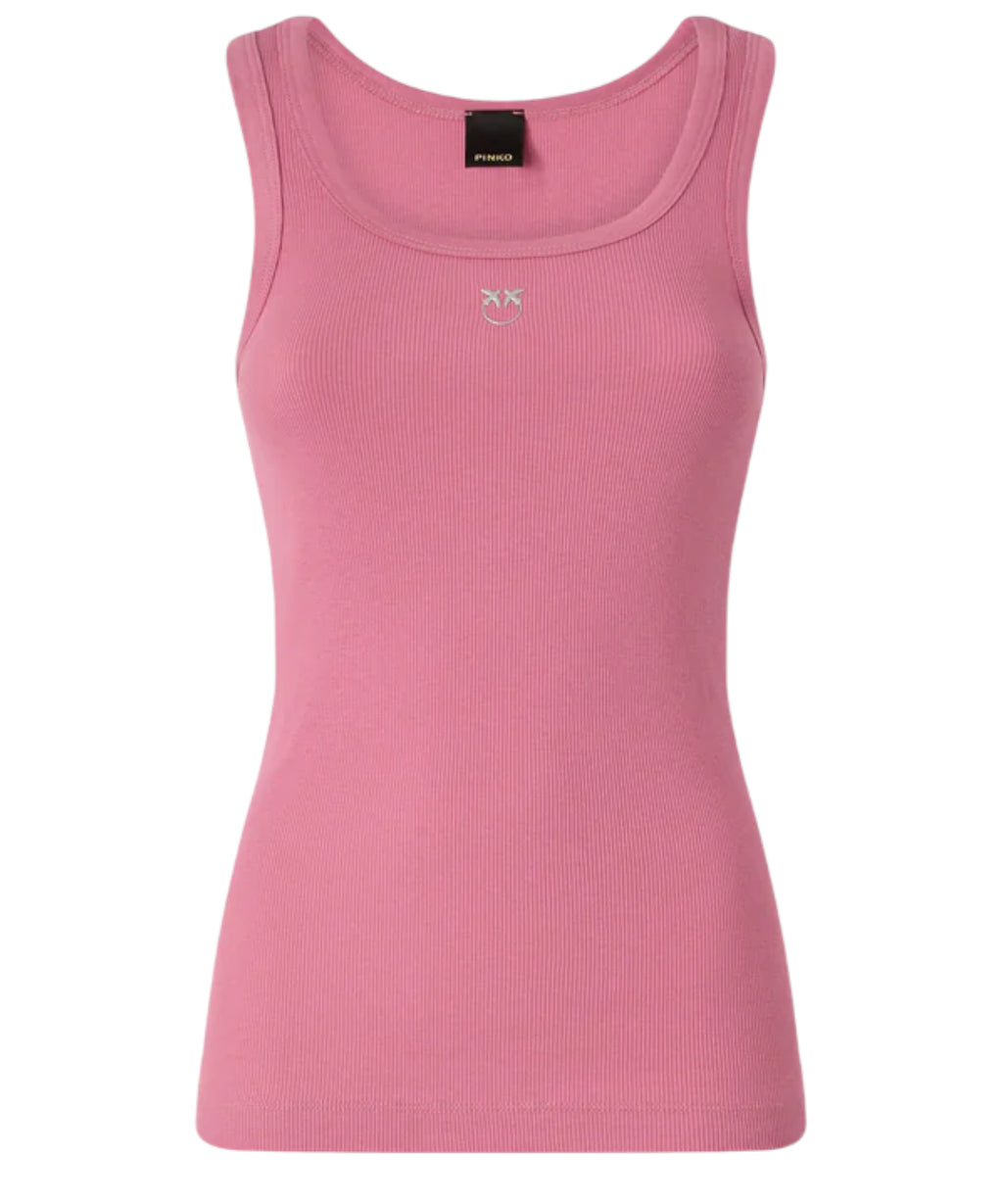 PINKO Calculator Stretch Cotton Vest with Love Birds Logo