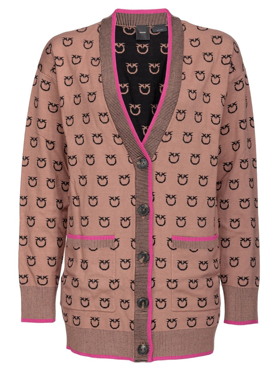 Lama Cardigan jacquard logo-Pinko-Maglieria-Vittorio Citro Boutique