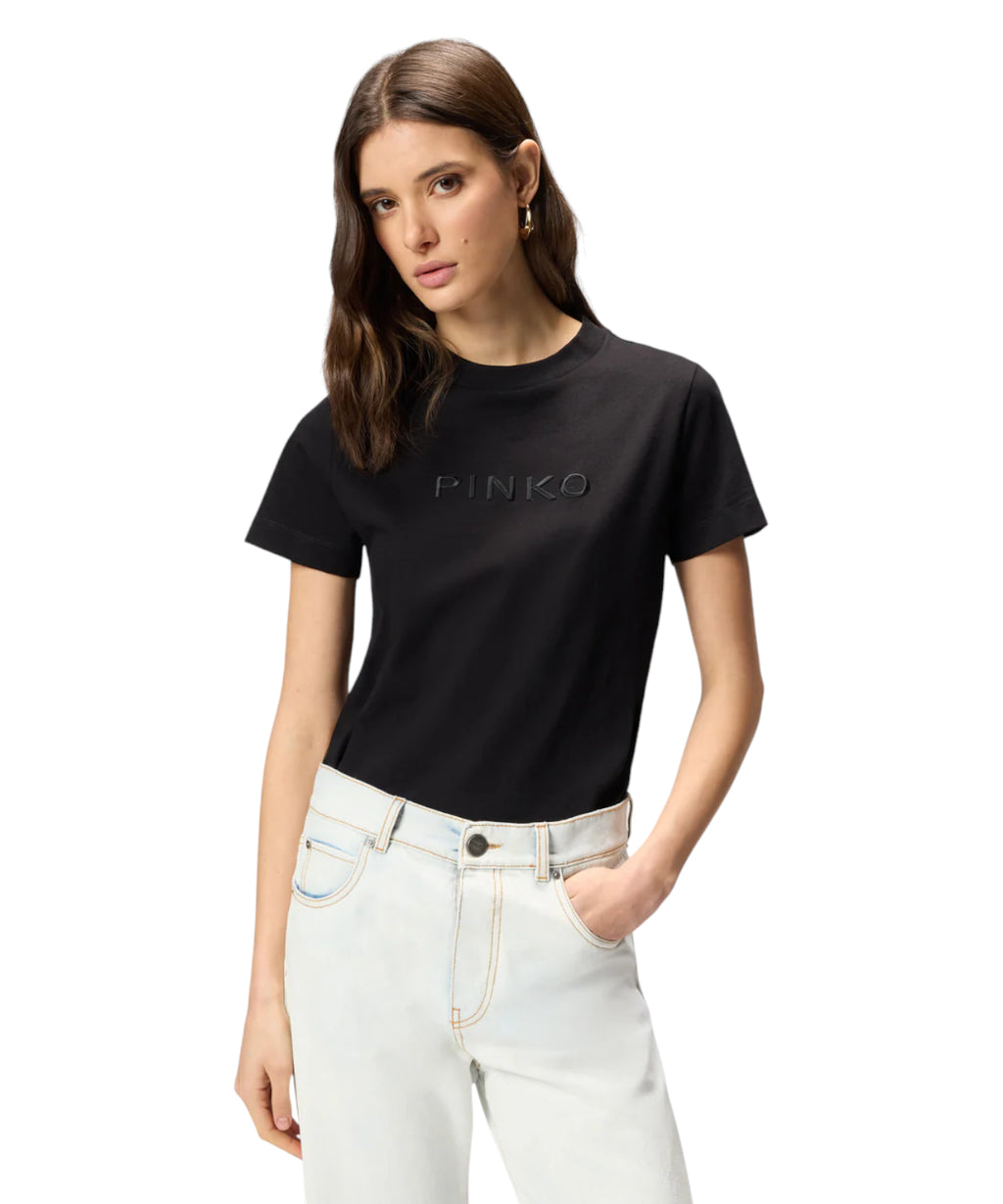 PINKO Start Cotton T-Shirt with Embroidered Logo