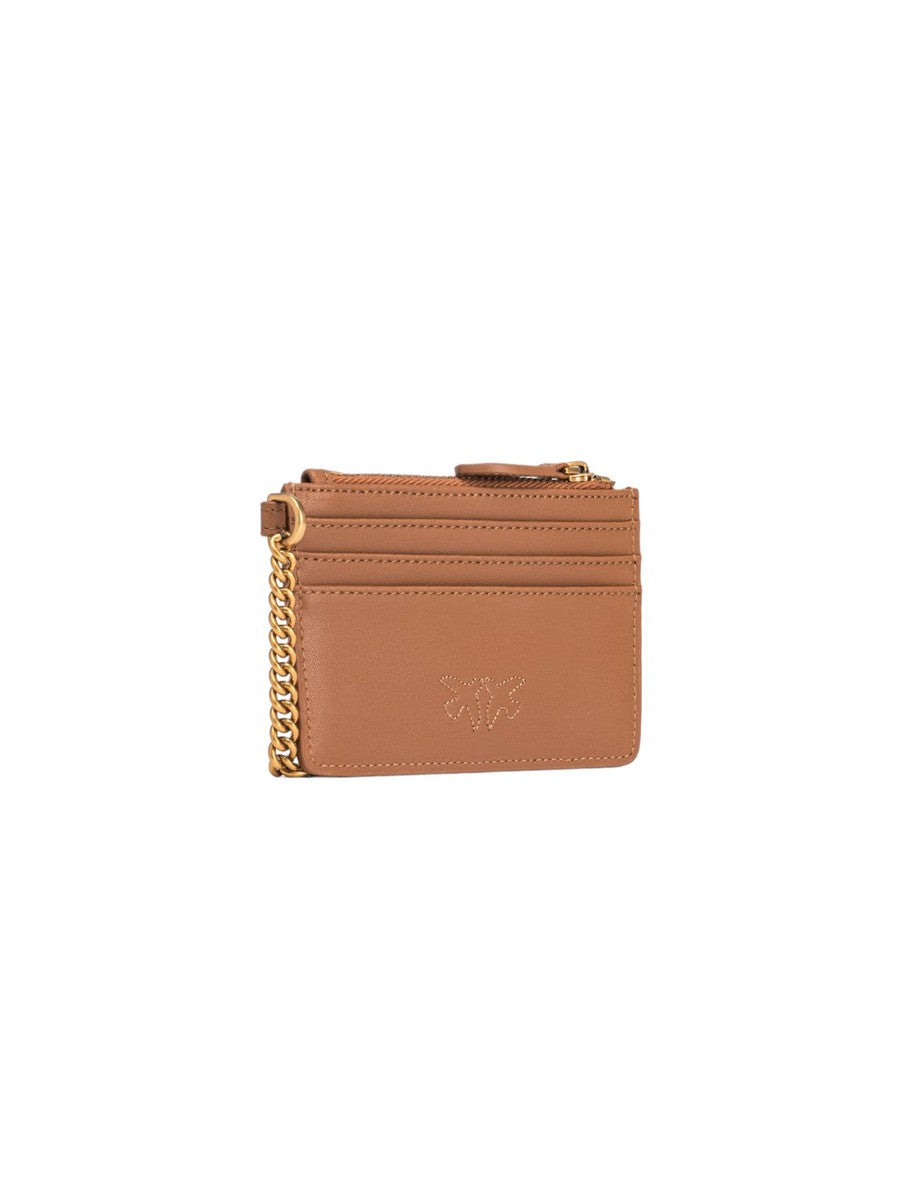 PORTA CARTE IN PELLE CON CATENELLA-Pinko-Portafogli-Vittorio Citro Boutique