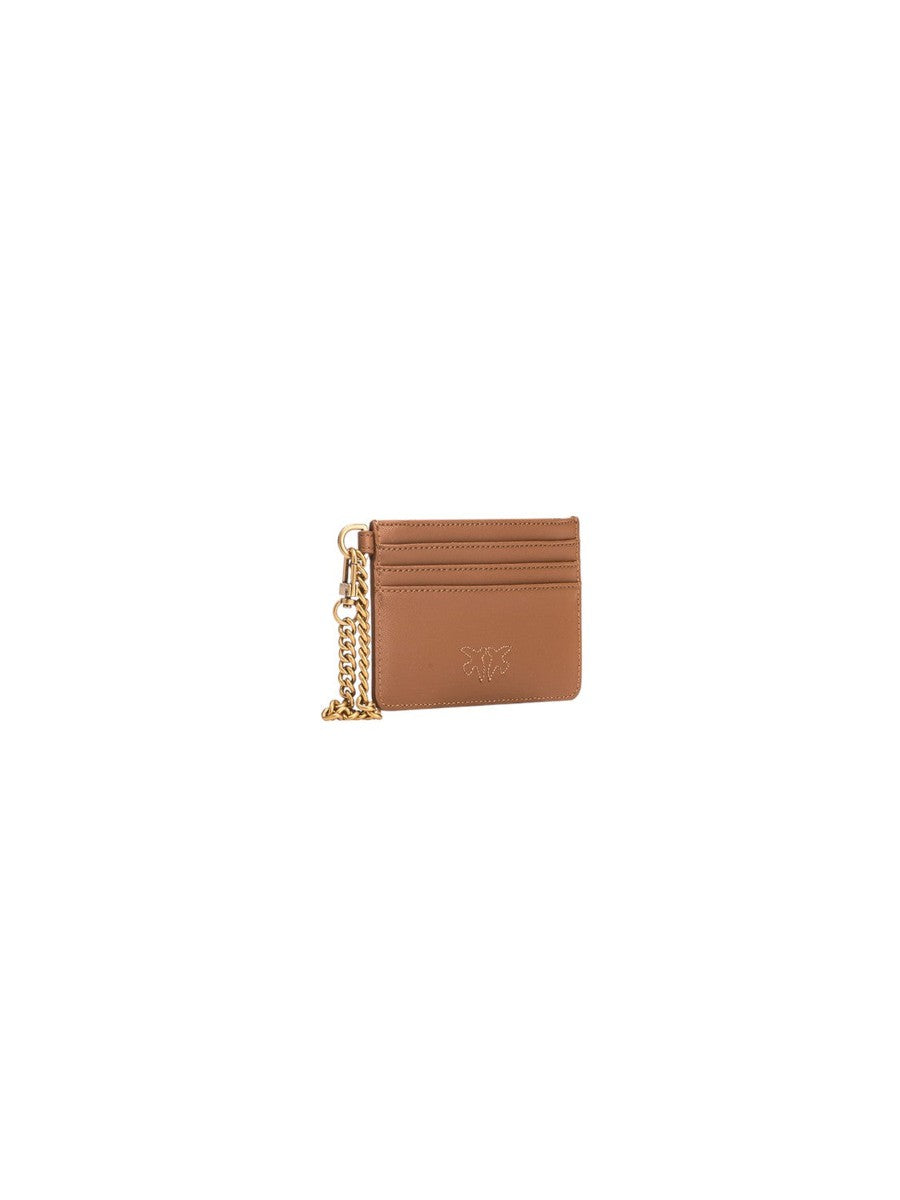 PORTA CARTE IN PELLE CON CATENELLA-Pinko-Portafogli-Vittorio Citro Boutique