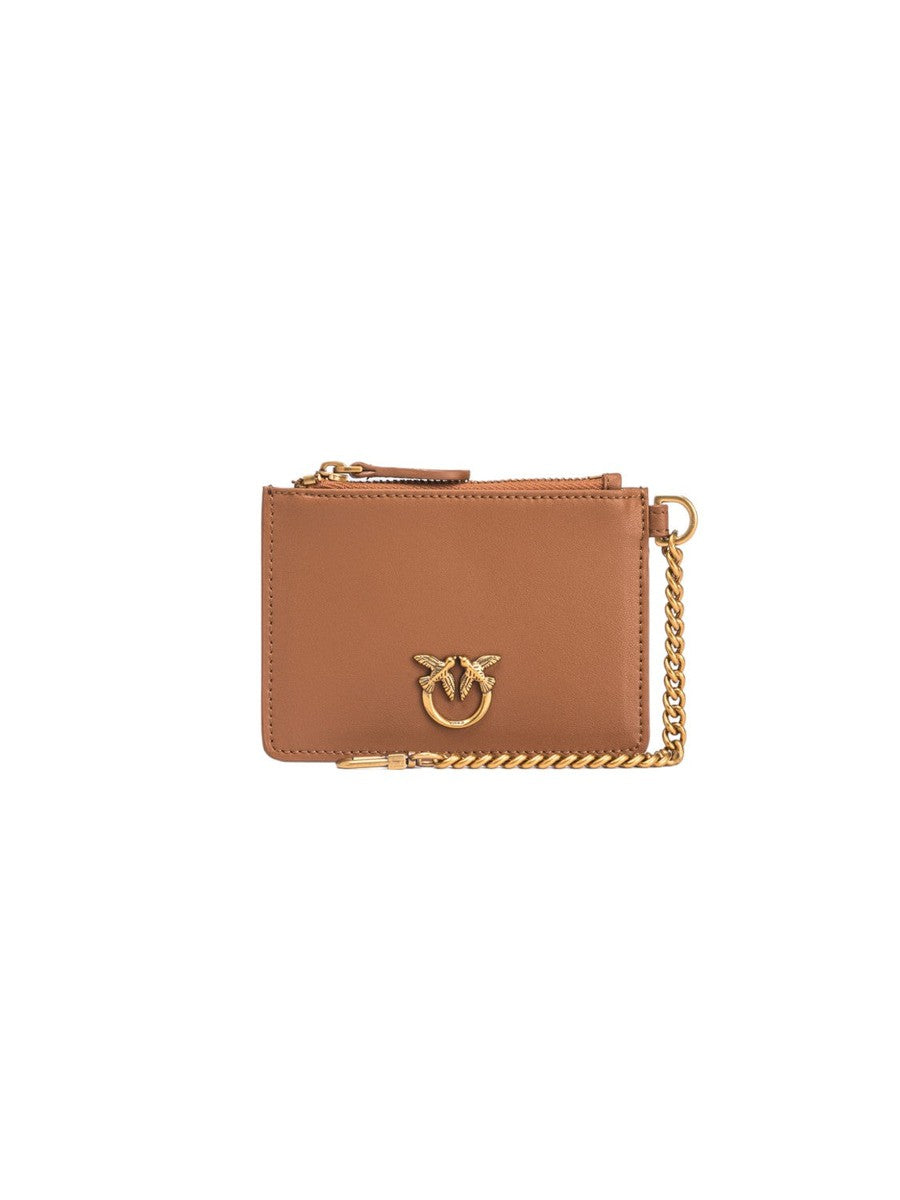 PORTA CARTE IN PELLE CON CATENELLA-Pinko-Portafogli-Vittorio Citro Boutique