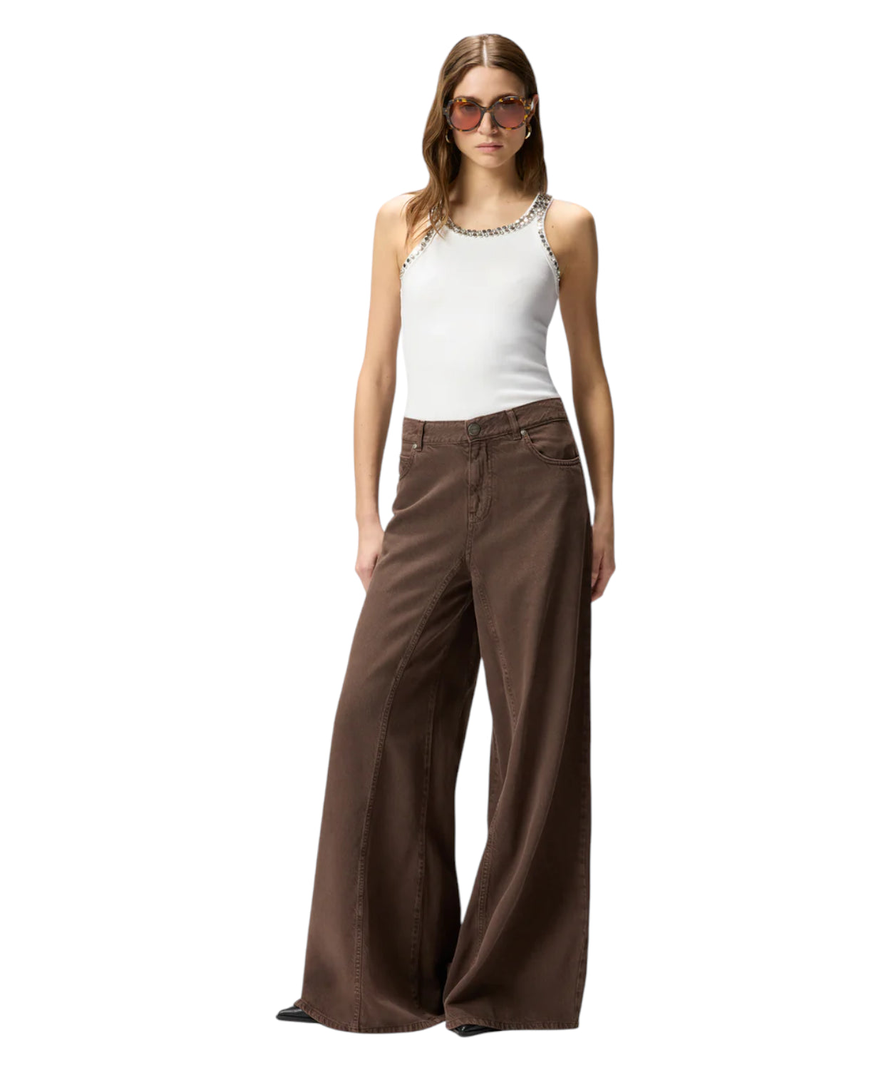 Coriandoli Tank Top PINKO con Ricami Gioiello