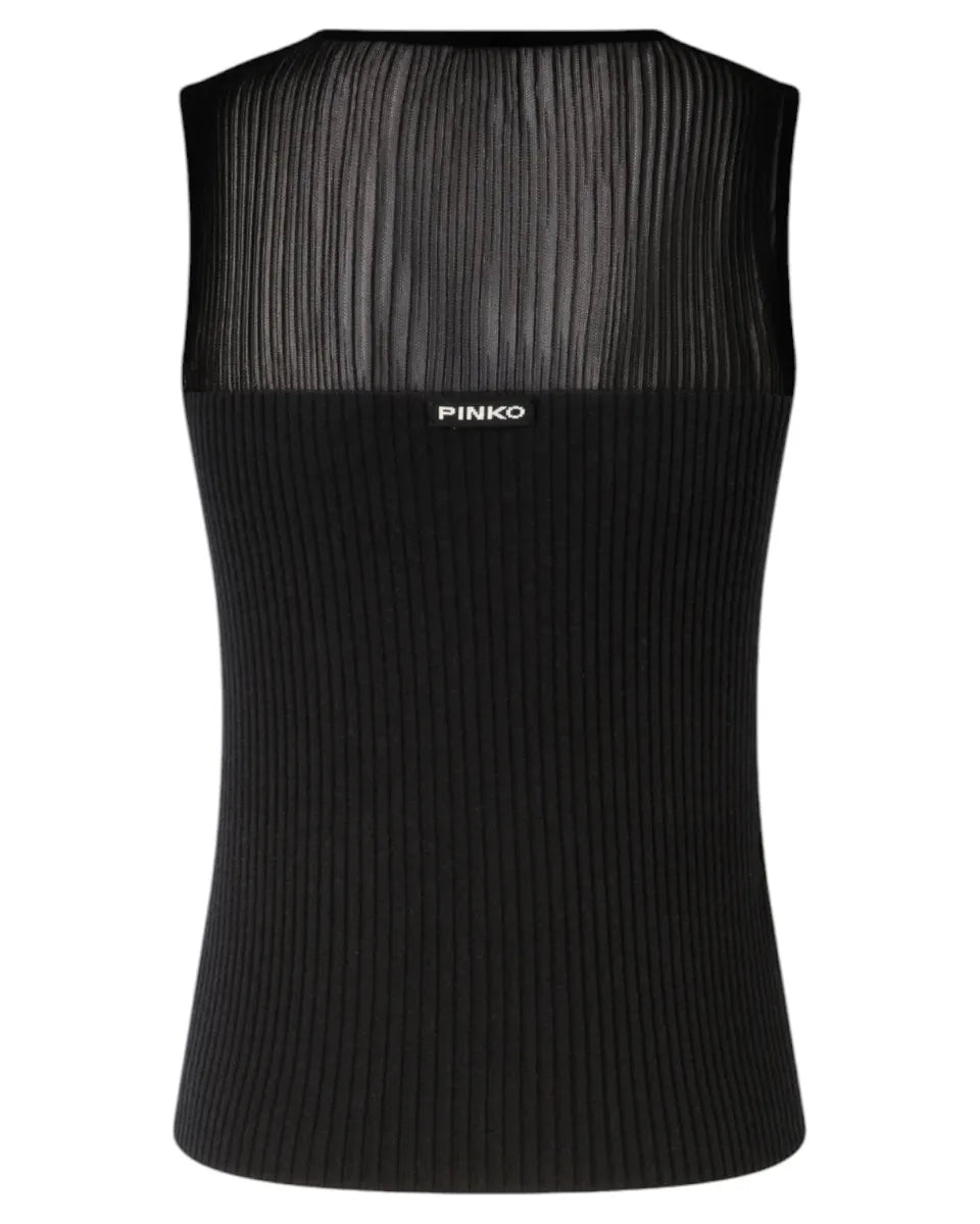 Top smanicato a costine in seta e cashmere con dettaglio corpetto-Pinko-Top-Vittorio Citro Boutique
