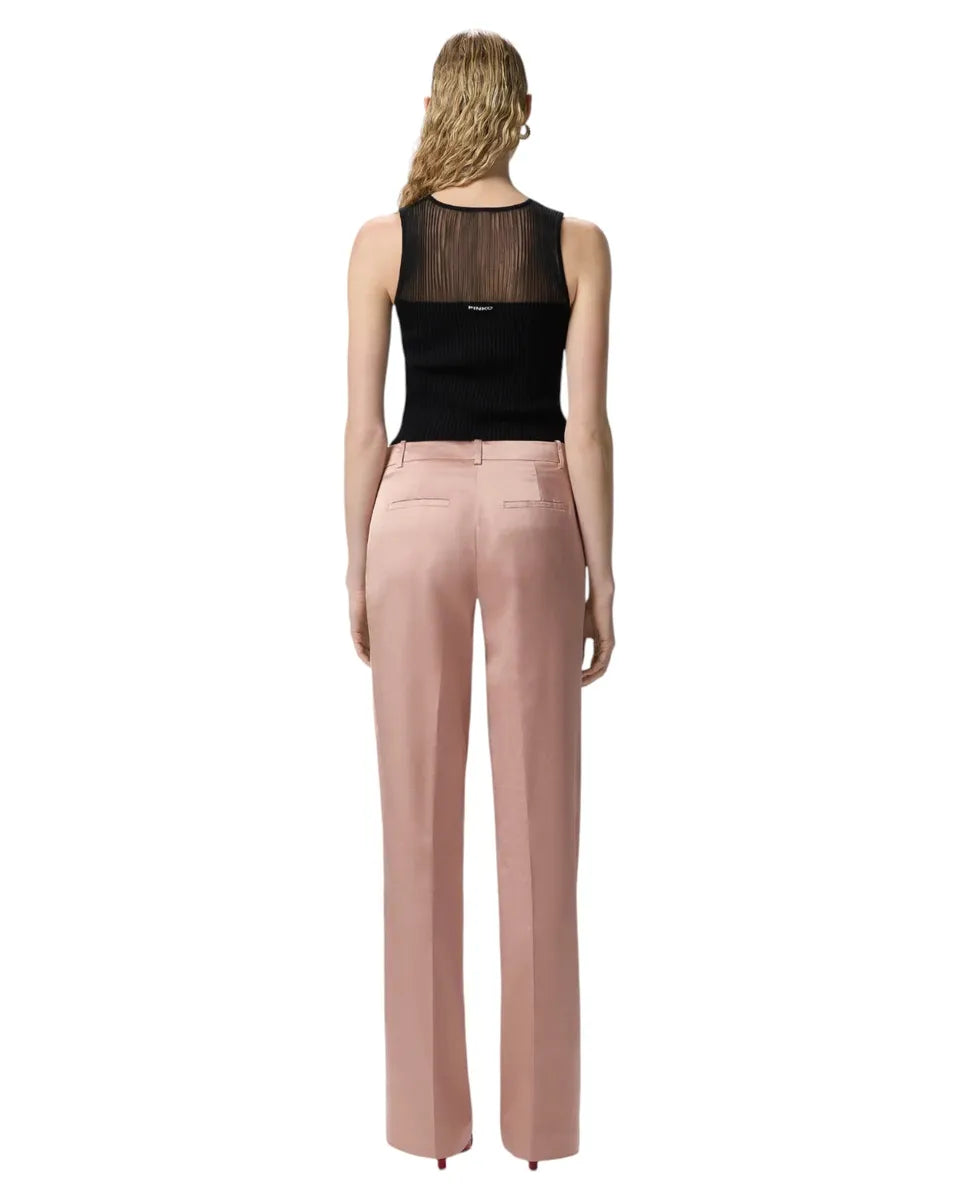 Top smanicato a costine in seta e cashmere con dettaglio corpetto-Pinko-Top-Vittorio Citro Boutique