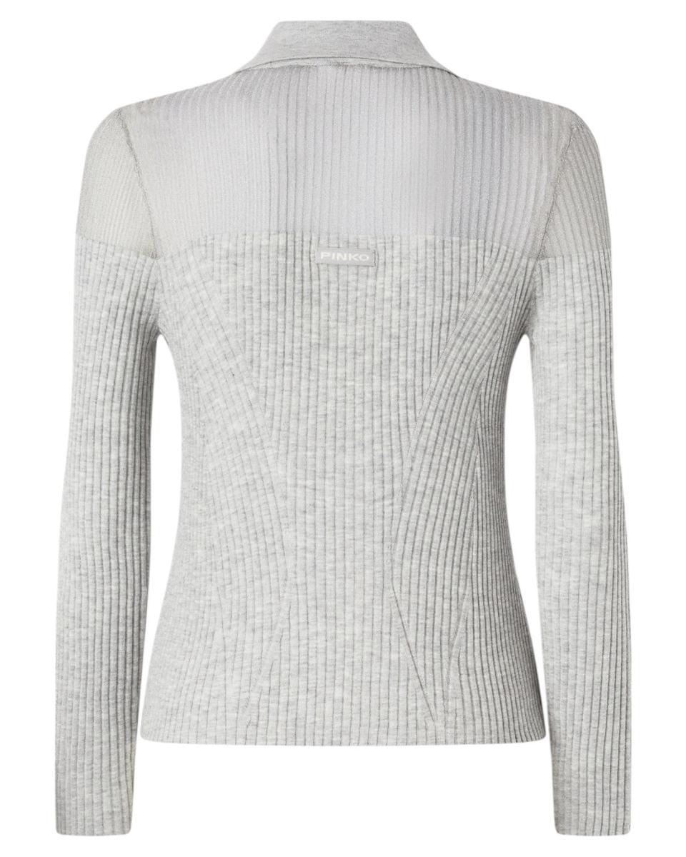 Maglia Polo a Costine con Inserto Semitrasparente-Pinko-Polo-Vittorio Citro Boutique
