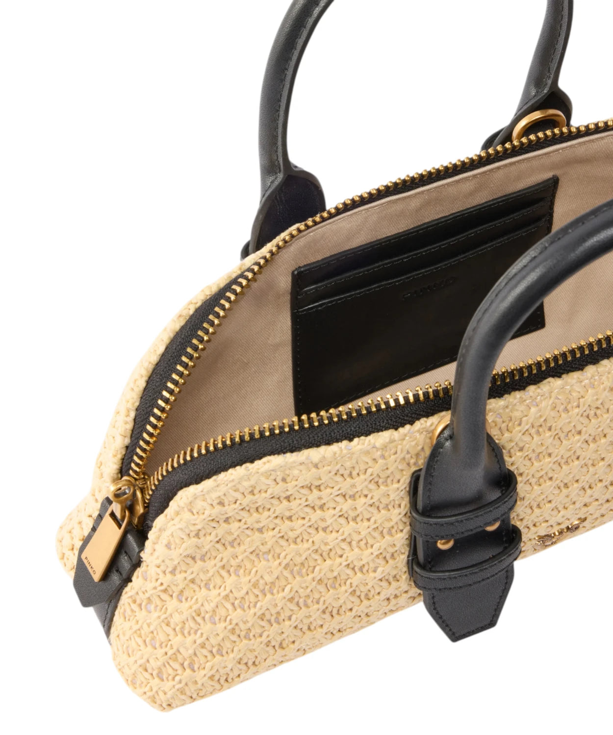 Borsa Pinko Escape Bag Mini in Rafia con Tracolla