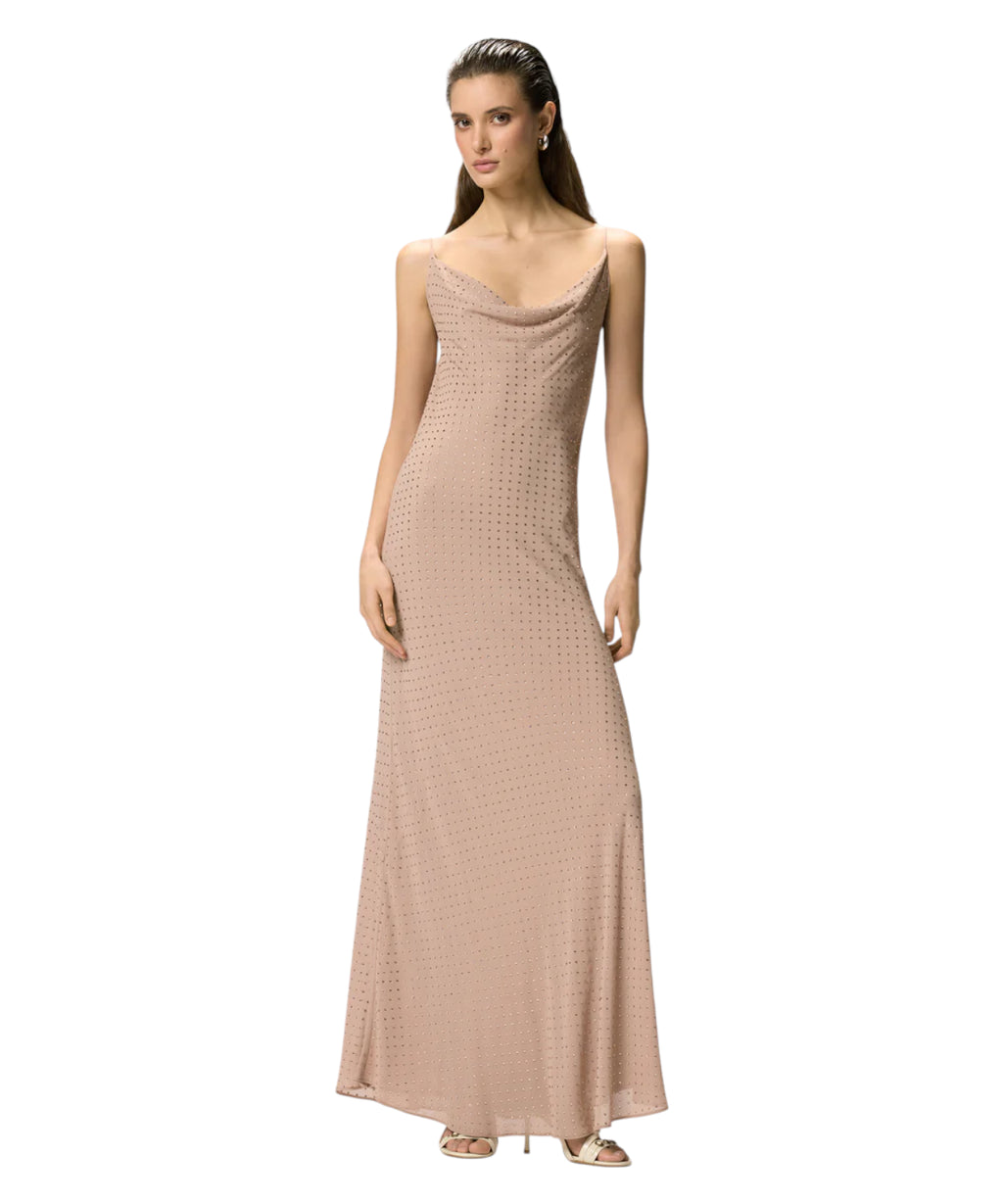 Lang slipdress fra PINKO med strass